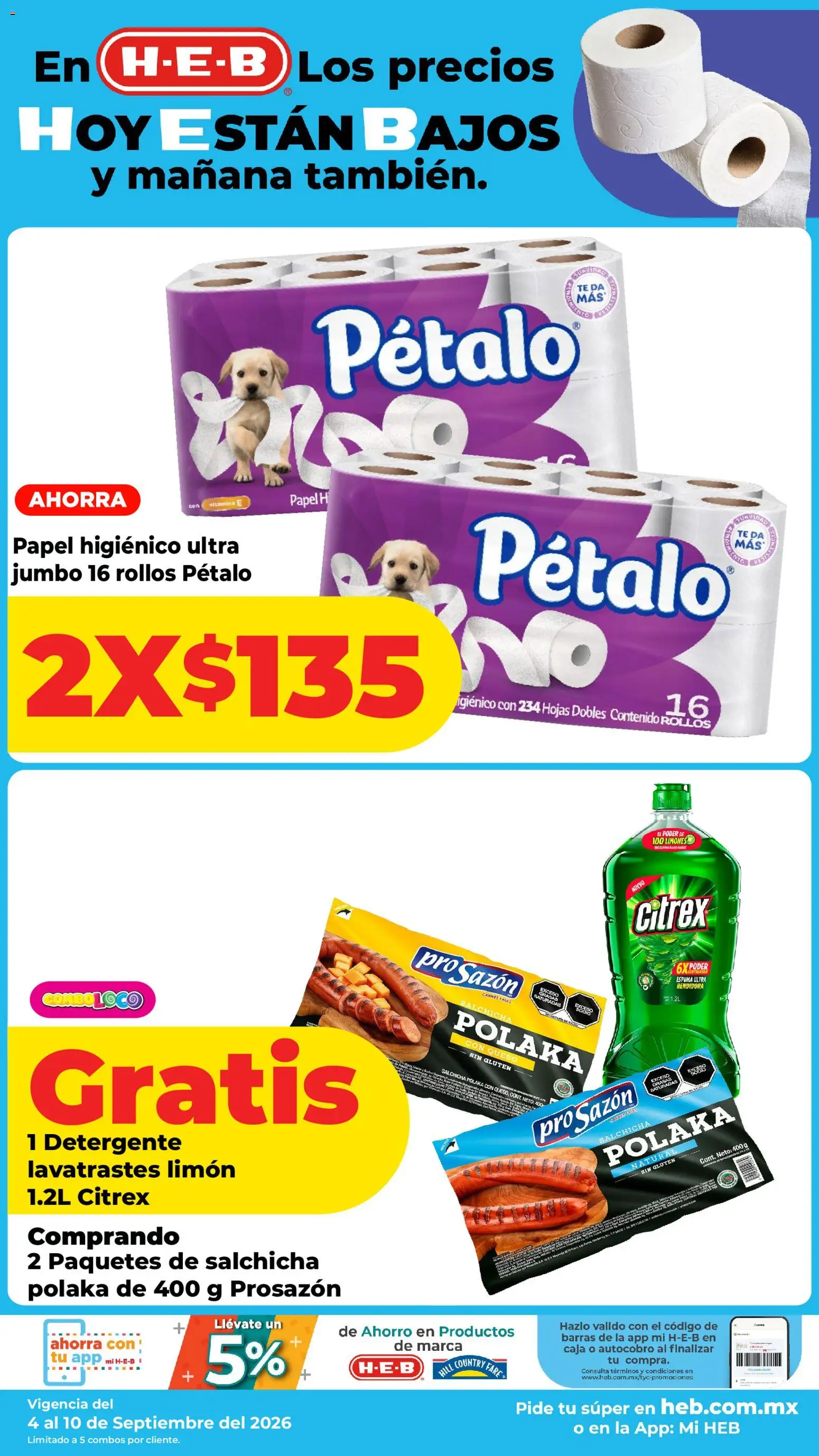Nuevas ofertas de H-E-B válidas en toda la República Mexicana desde el 04/09/2026. ¡Encuentra las mejores ofertas en H-E-B folleto! | Página: 10 | Productos: Salchicha, Limones, Té, Caja