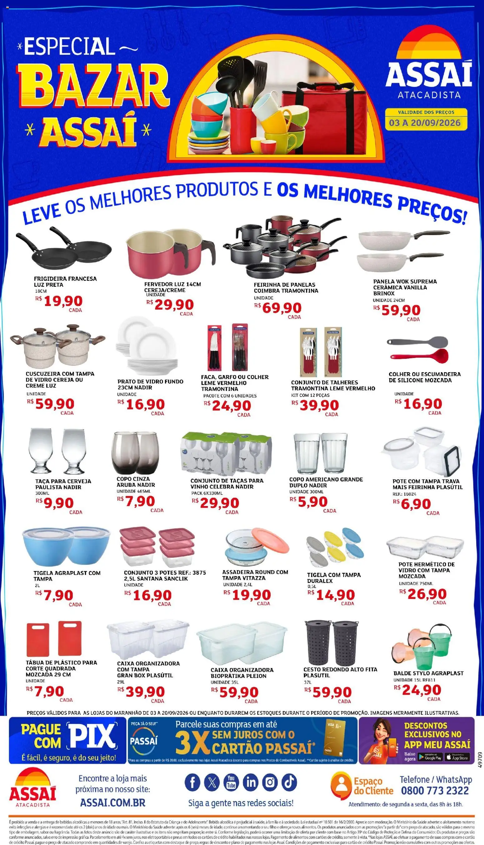 Assaí Atacadista Folheto - válido de 03/09/2026 | Página: 1 | Produtos: Panelas, Pneus, Base, Balde