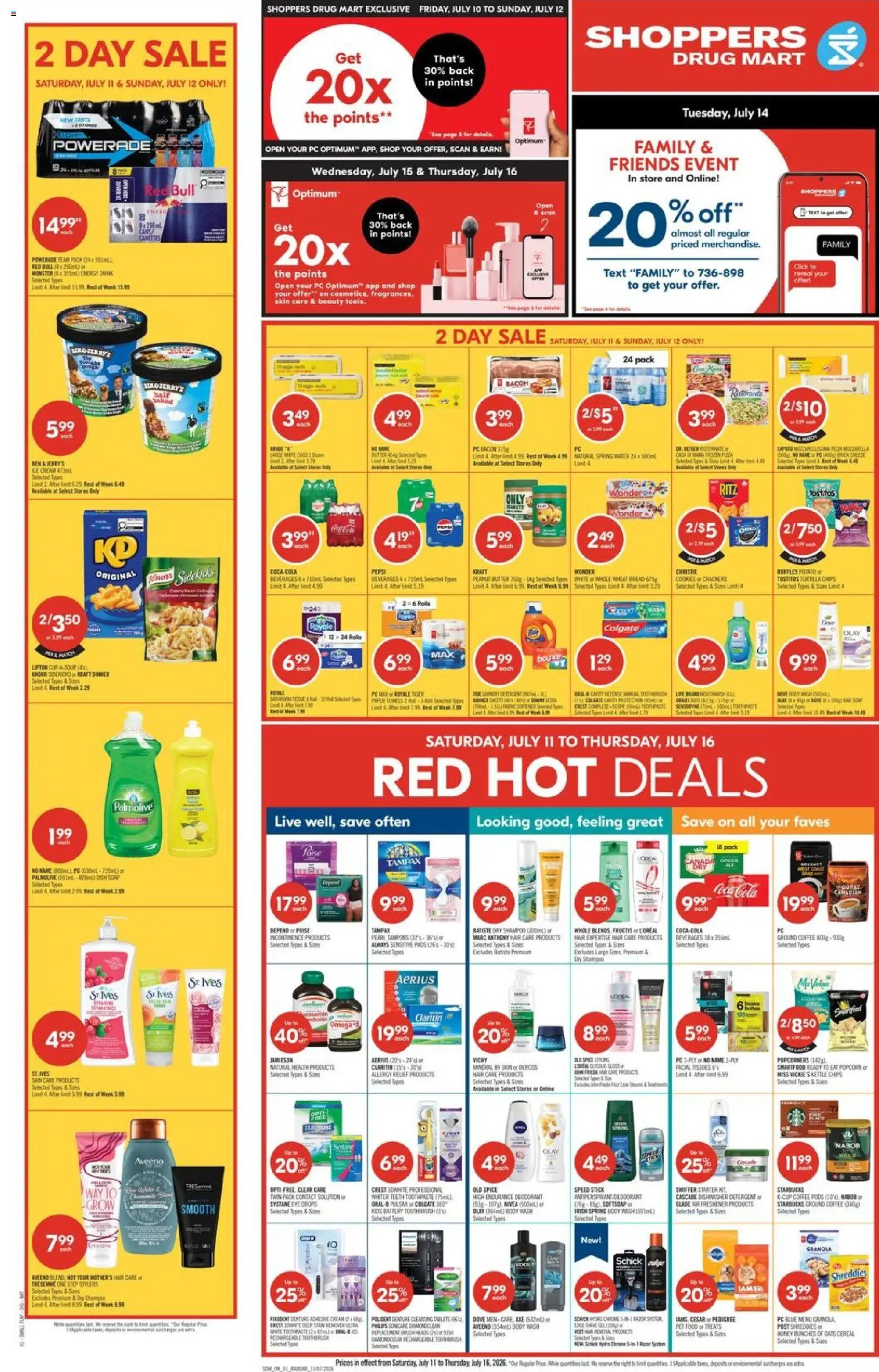Shoppers flyer valid from Jul 10, 2026 | Page: 1 | Products: Ice cream, Detergent, Butter, Pizza