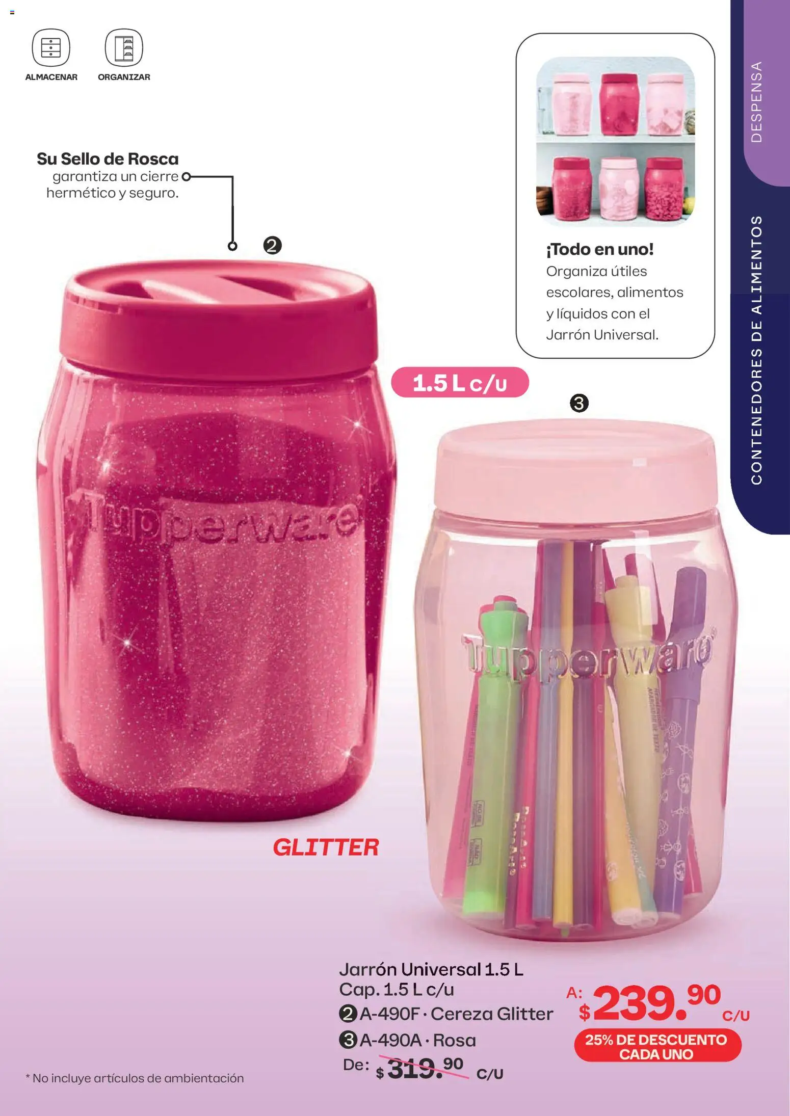 Nuevas ofertas de Tupperware válidas en toda la República Mexicana desde el 13/07/2026. ¡Encuentra las mejores ofertas en Tupperware catálogo! | Página: 69 | Productos: Glitter, Despensa