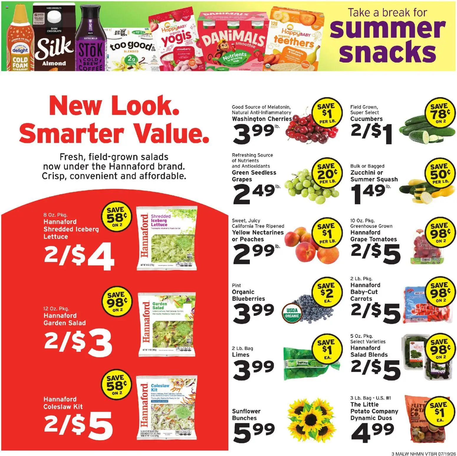Hannaford Weekly Ad - valid from 07/19/2026 | Page: 3 | Products: Cherries, Lettuce, Zucchini, Cucumbers