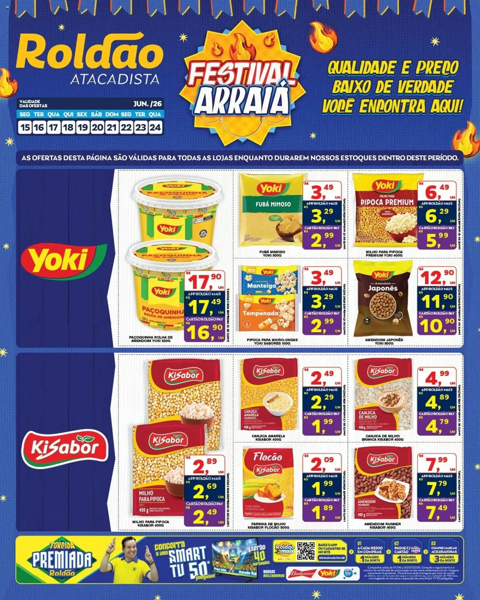 Roldão Folheto - válido de 15.06.2026 | Página: 1 | Produtos: Tv, Microondas, Baixo, Pipoca