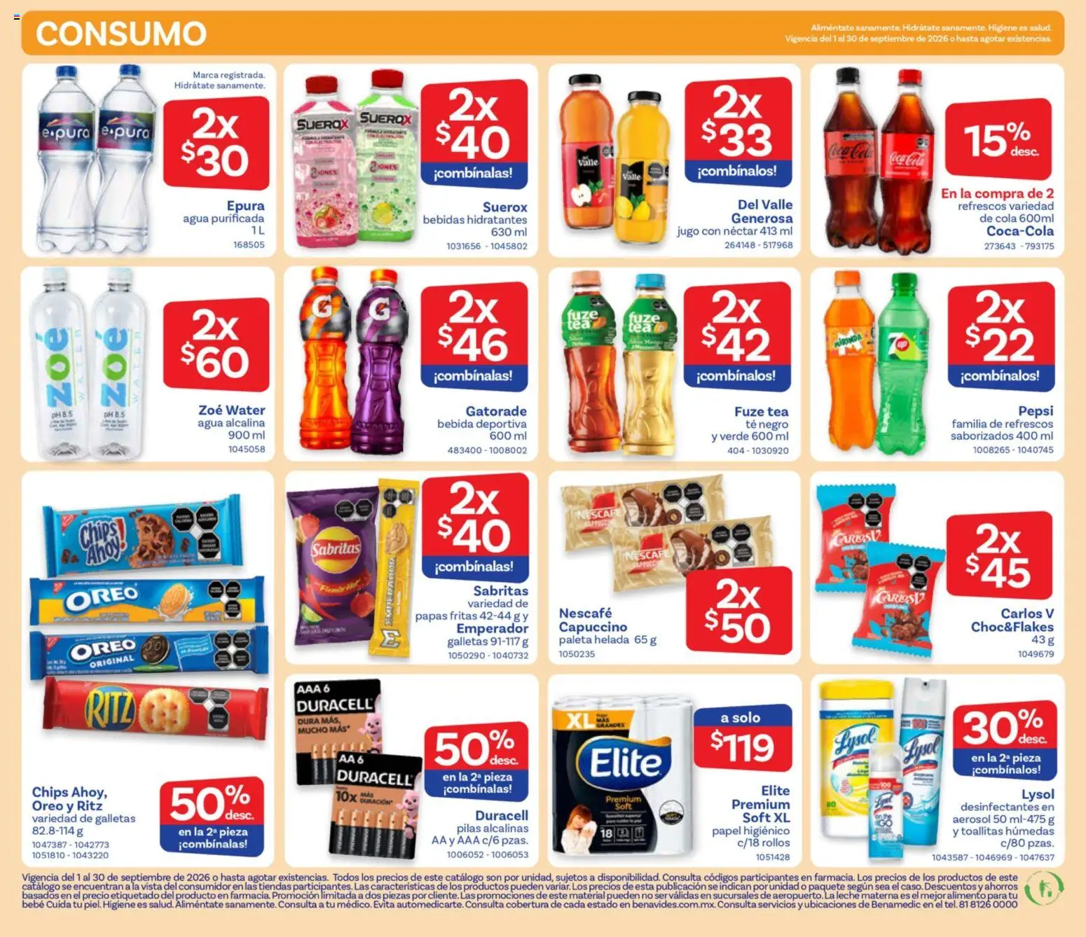 Nuevas ofertas de Farmacia Benavides válidas en toda la República Mexicana desde el 01/09/2026. ¡Encuentra las mejores ofertas en Farmacia Benavides catálogo! | Página: 22 | Productos: Leche, Jugo, Paleta helada, Bebidas