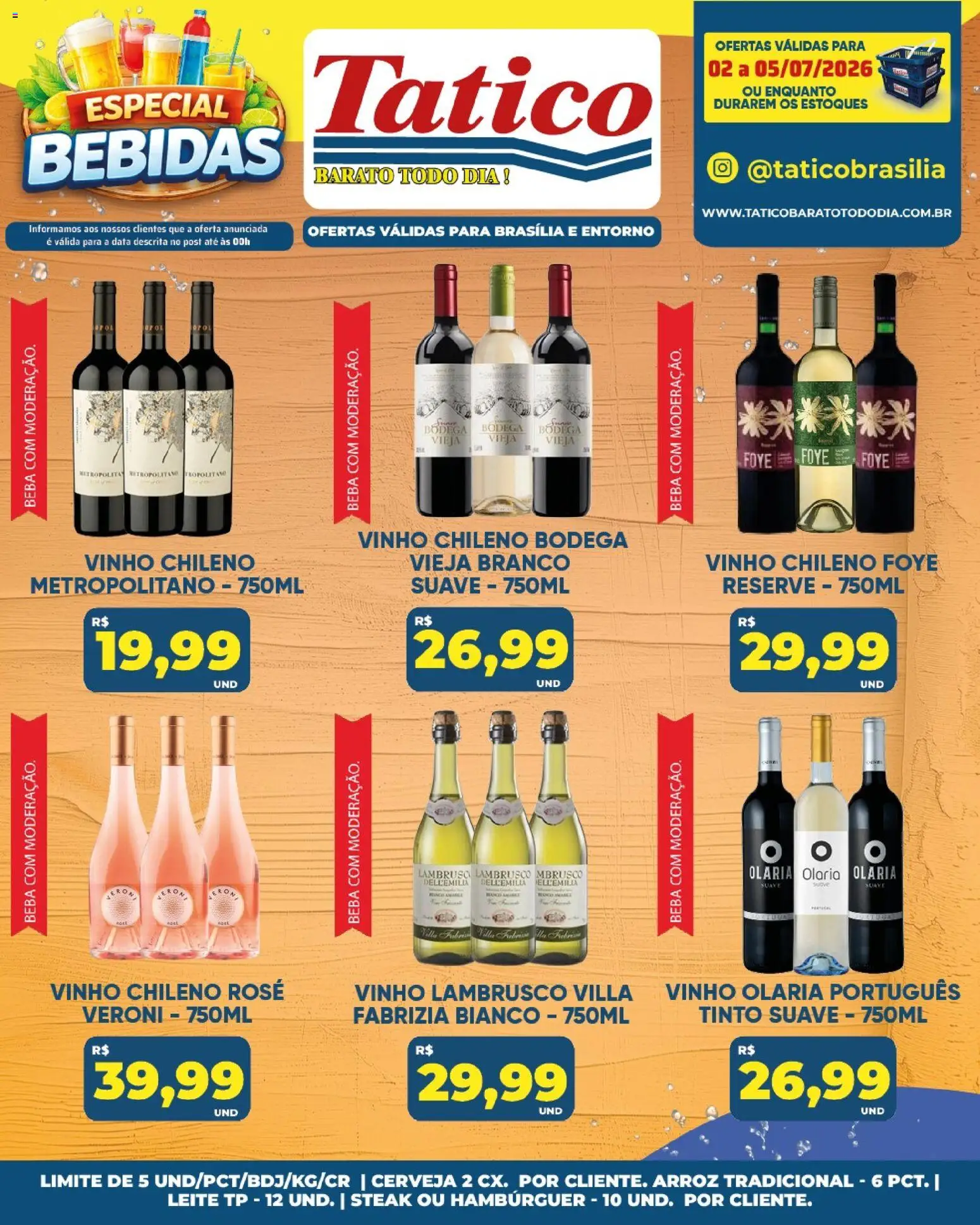 Tatico Folheto - válido de 02/07/2026 | Página: 29 | Produtos: Leite, Vinho, Cerveja, Arroz