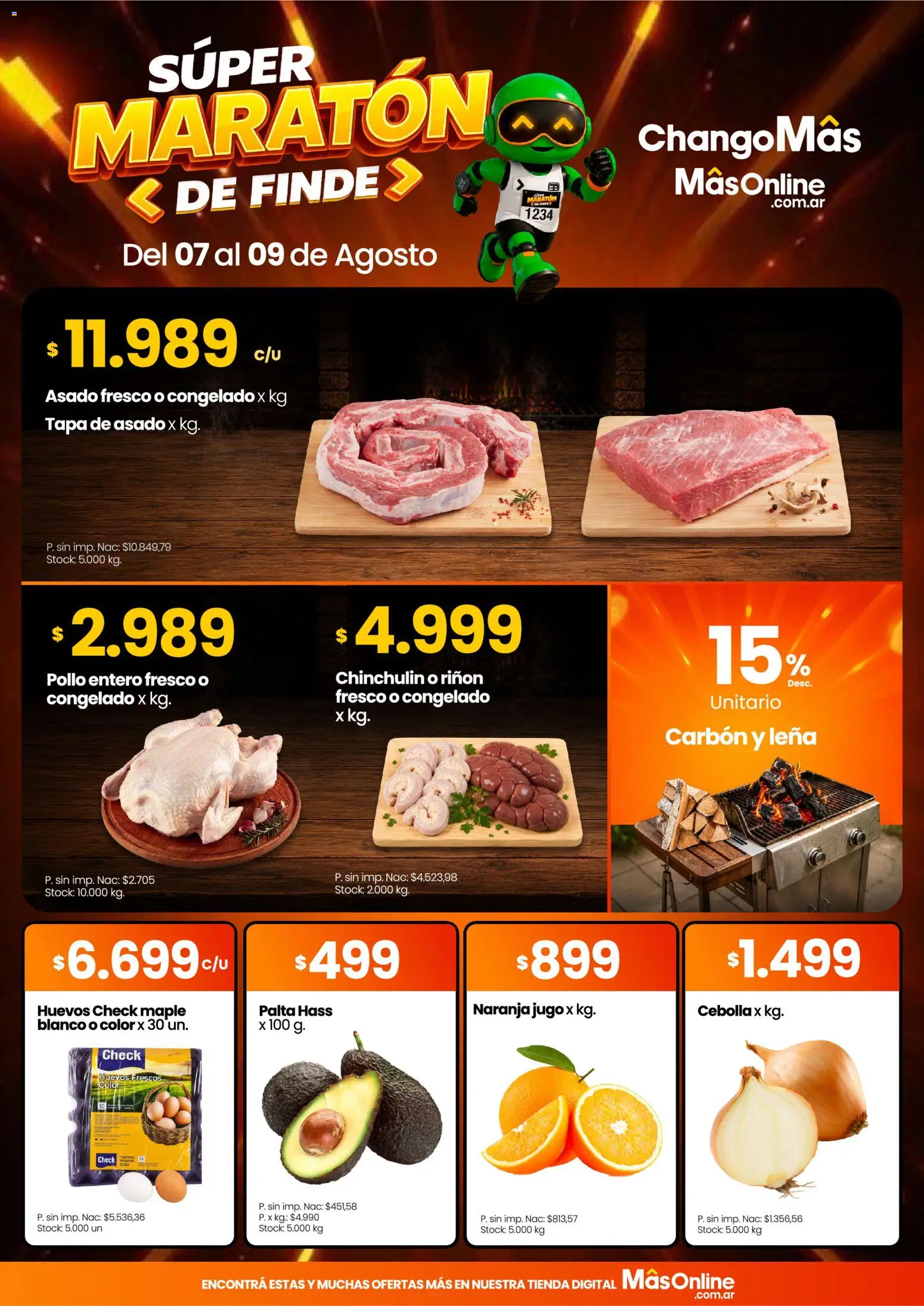 Changomas Súper Maratón de Finde │ válido desde el 07/08/2026 | Página: 1 | Productos: Pollo, Palta, Huevos, Jugo
