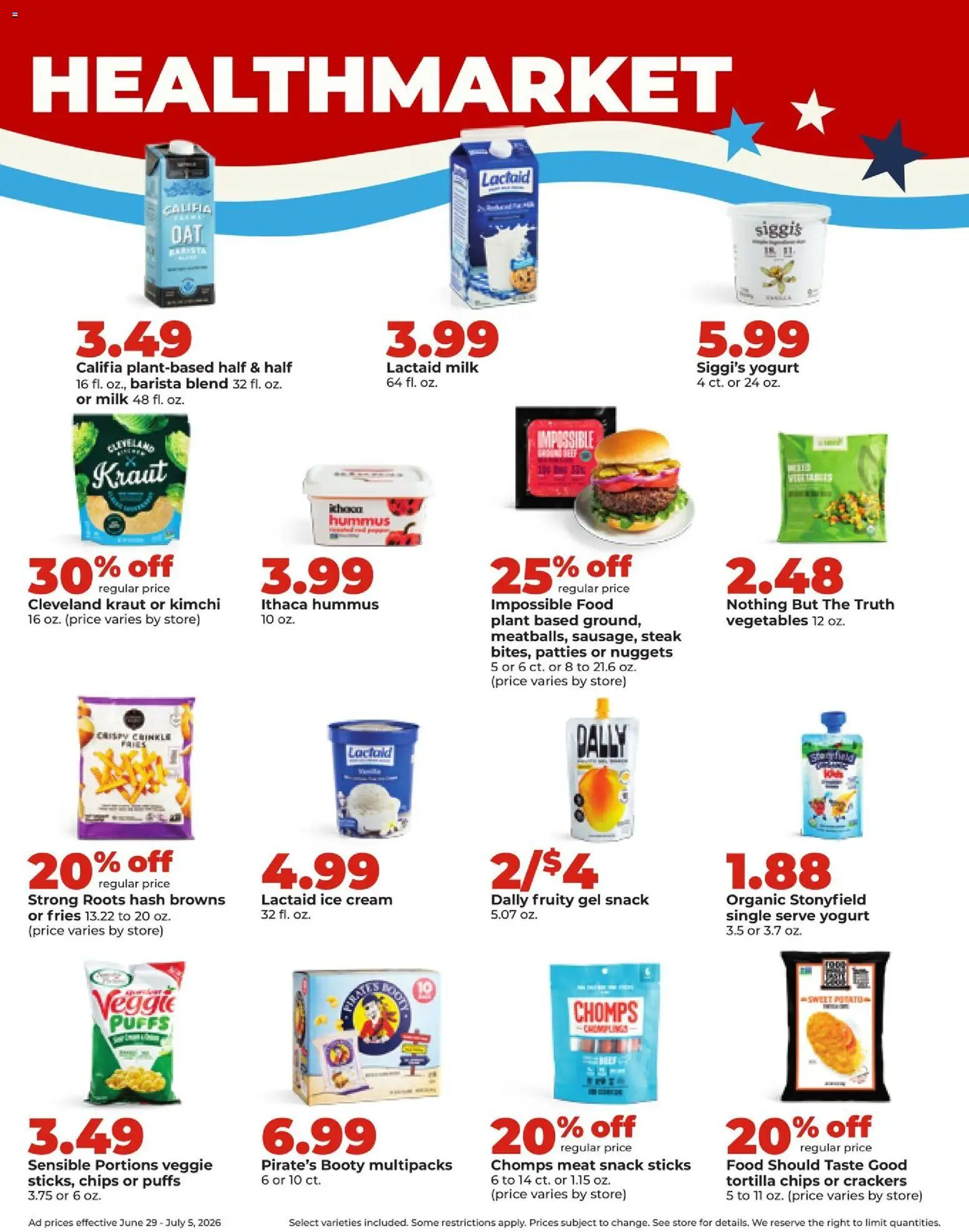 HyVee Weekly Ad - valid from 06/29/2026 | Page: 36 | Products: Milk, Chips, Ice cream, Vegetables