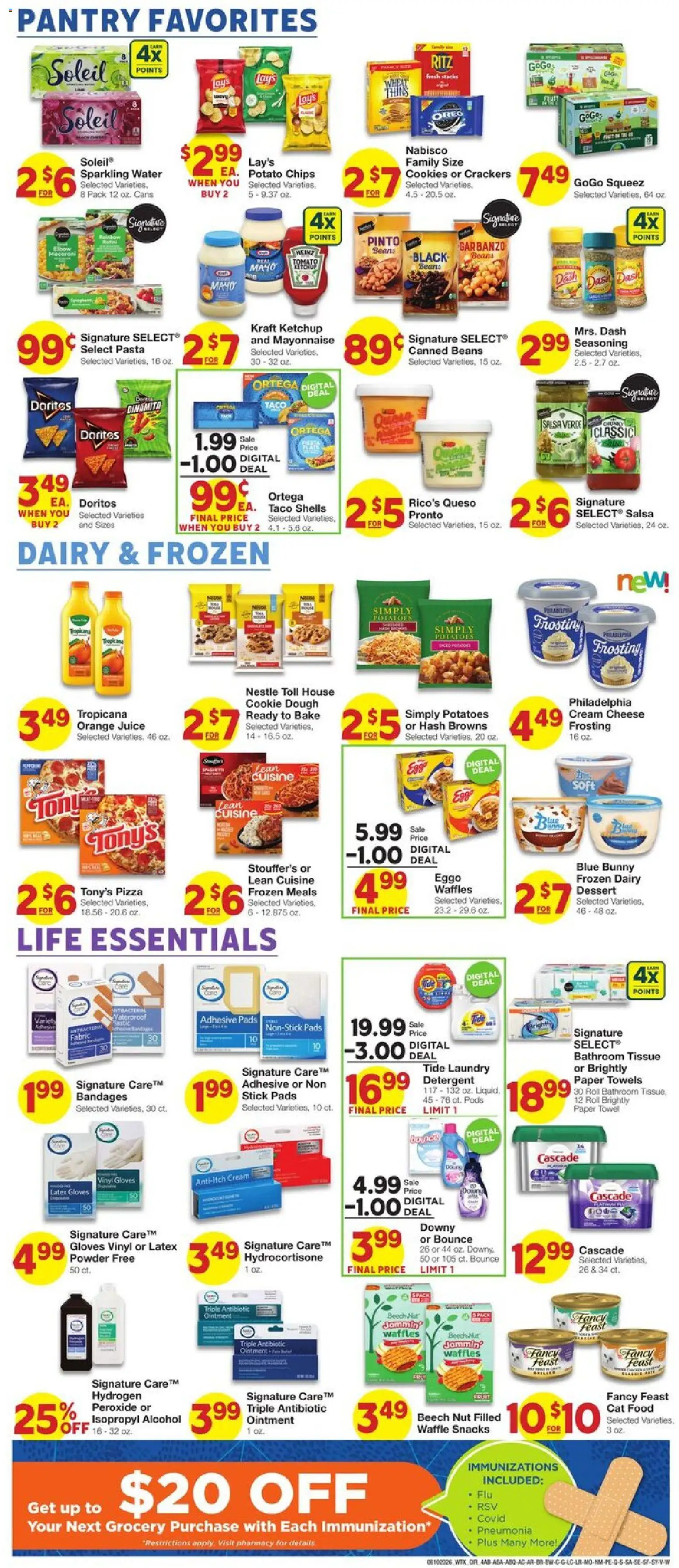 United Supermarkets Weekly Ad - valid from 10.06.2026 | Page: 4 | Products: Cat Food, Juice, Pasta, Cookies