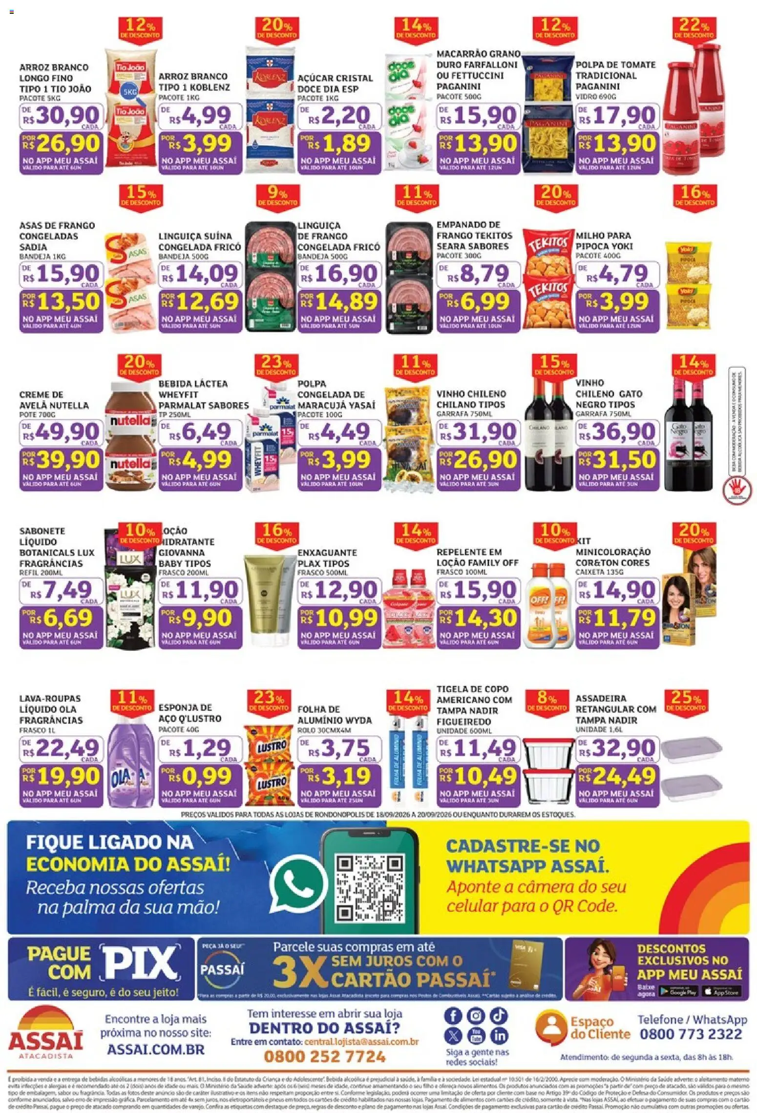 Assaí Atacadista Folheto - válido de 18/09/2026 | Página: 4 | Produtos: Tomate, Linguiça, Arroz, Avelã