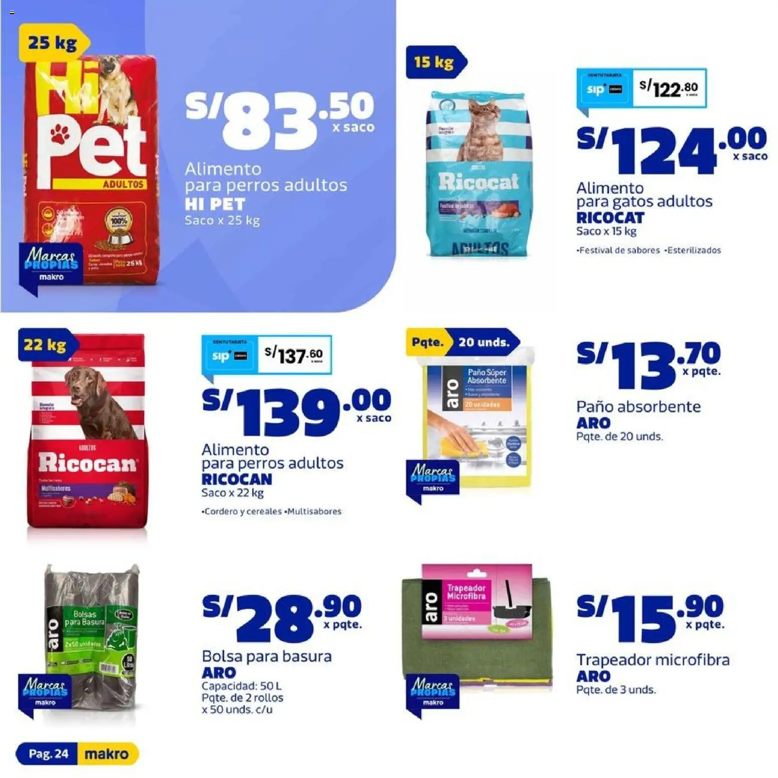 Catálogo Makro válido desde 13/08/2026 | Página: 24 | Productos: Trapeador, Cereales, Saco, Bolsa