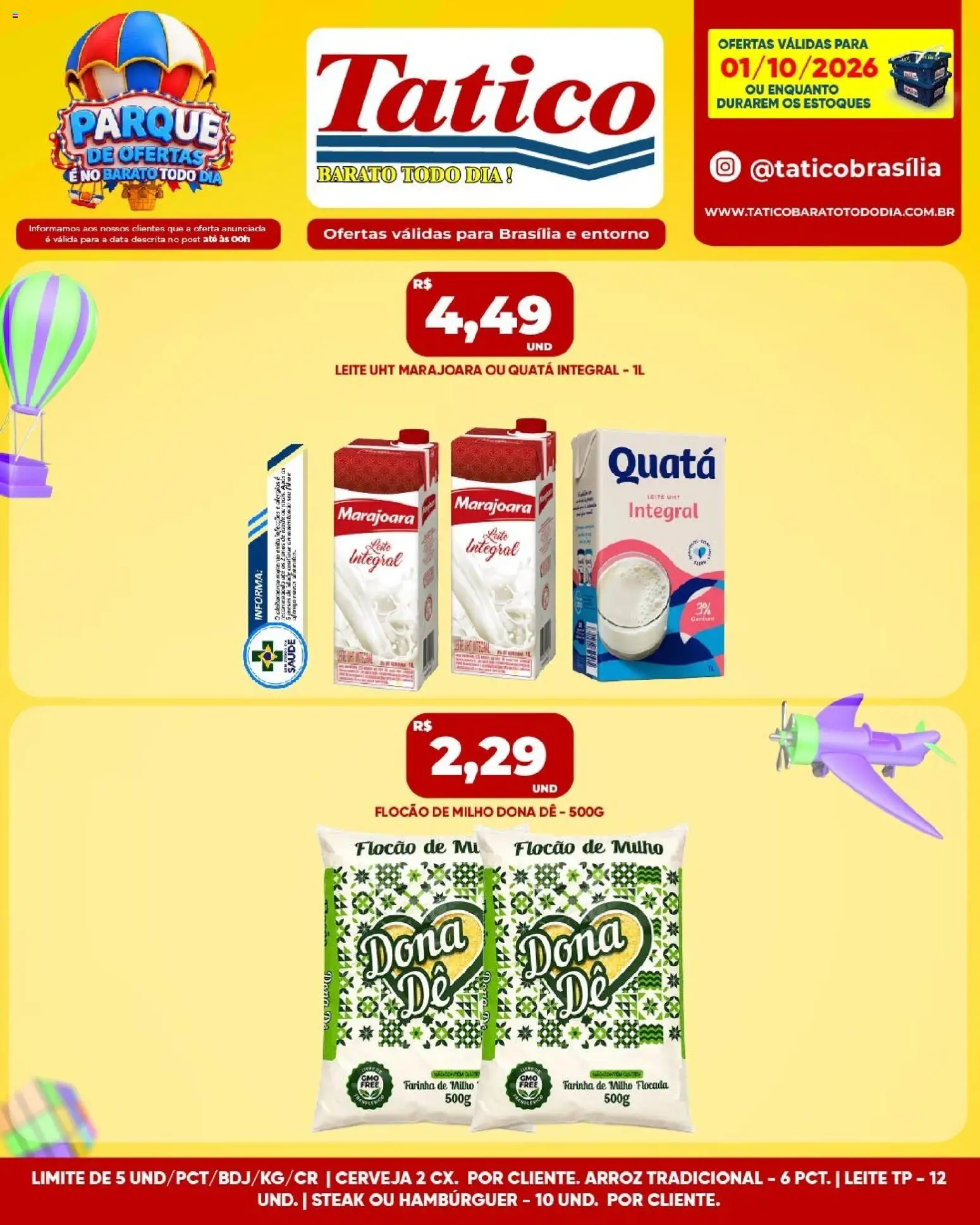 Tatico Folheto - válido de 01/10/2026 | Página: 2 | Produtos: Farinha, Leite integral, Arroz, Milho