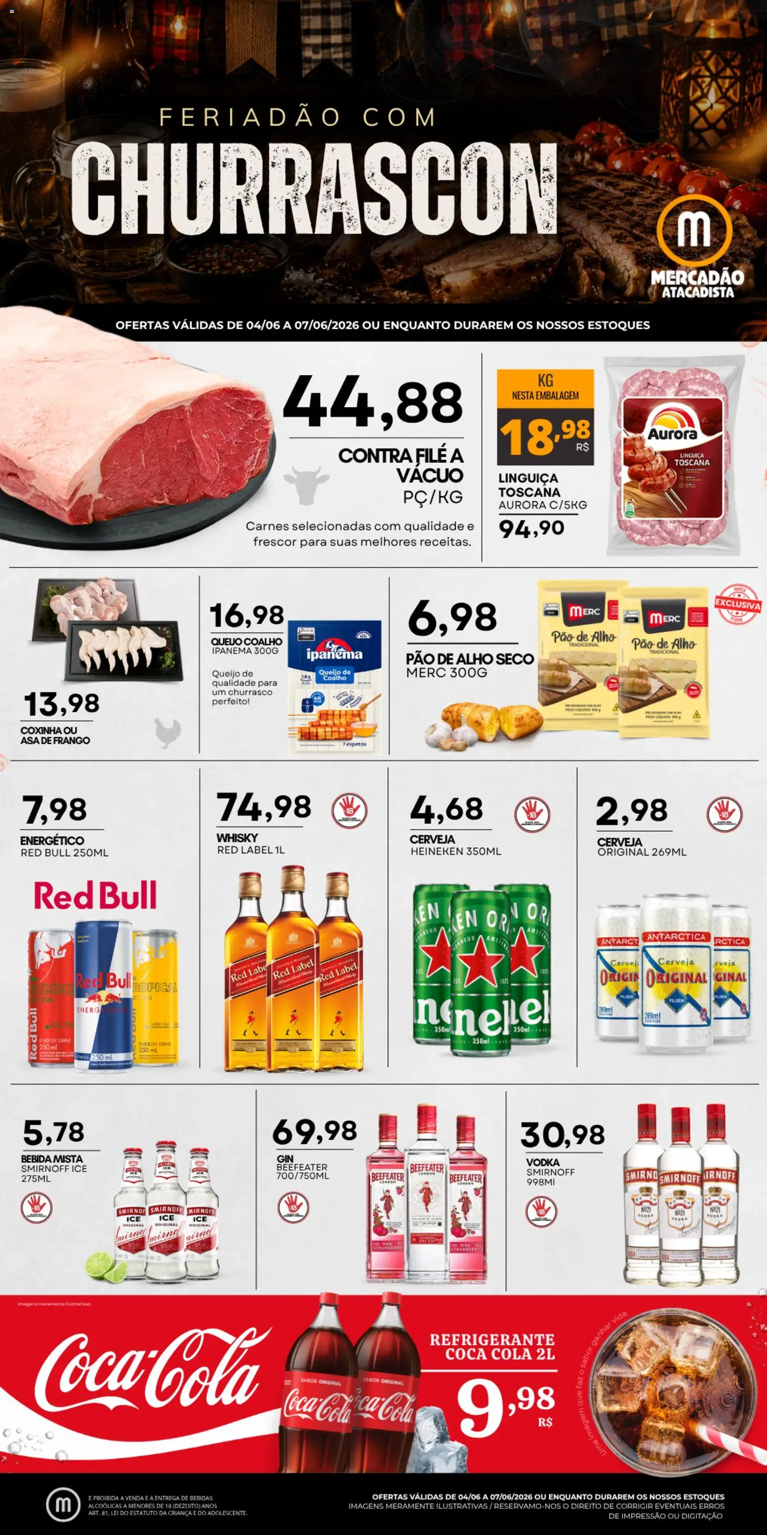 Mercadão Atacadista Folheto - válido de 04.06.2026 | Página: 1 | Produtos: Cola, Queijo, Queijo coalho, Refrigerante
