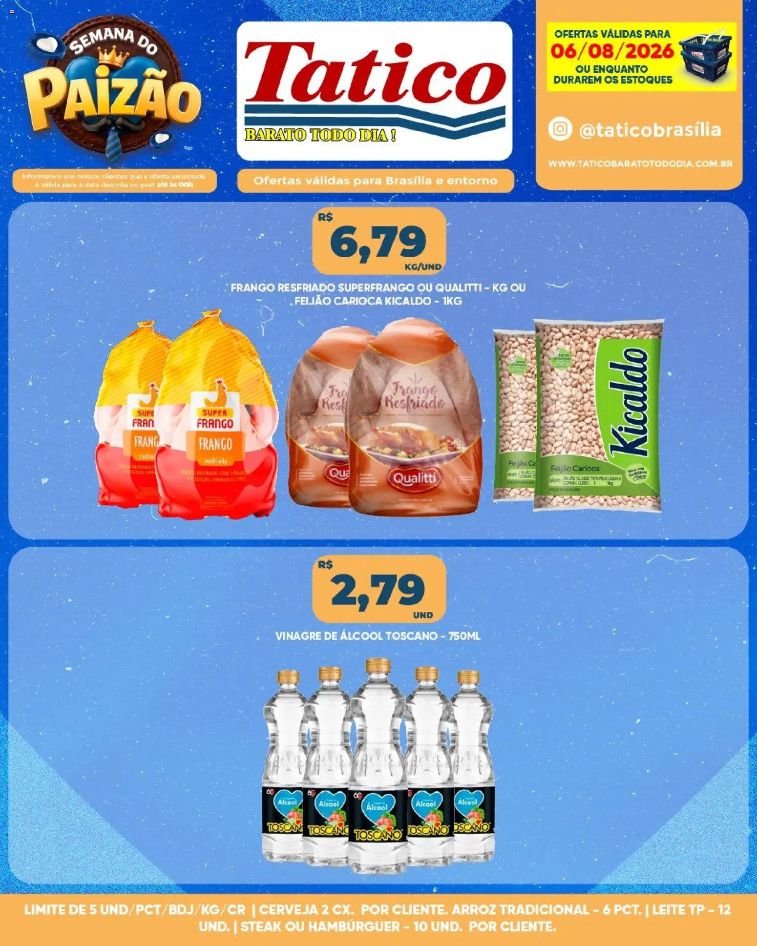 Tatico Folheto - válido de 06/08/2026 | Página: 3 | Produtos: Vinagre, Leite, Cerveja, Frango