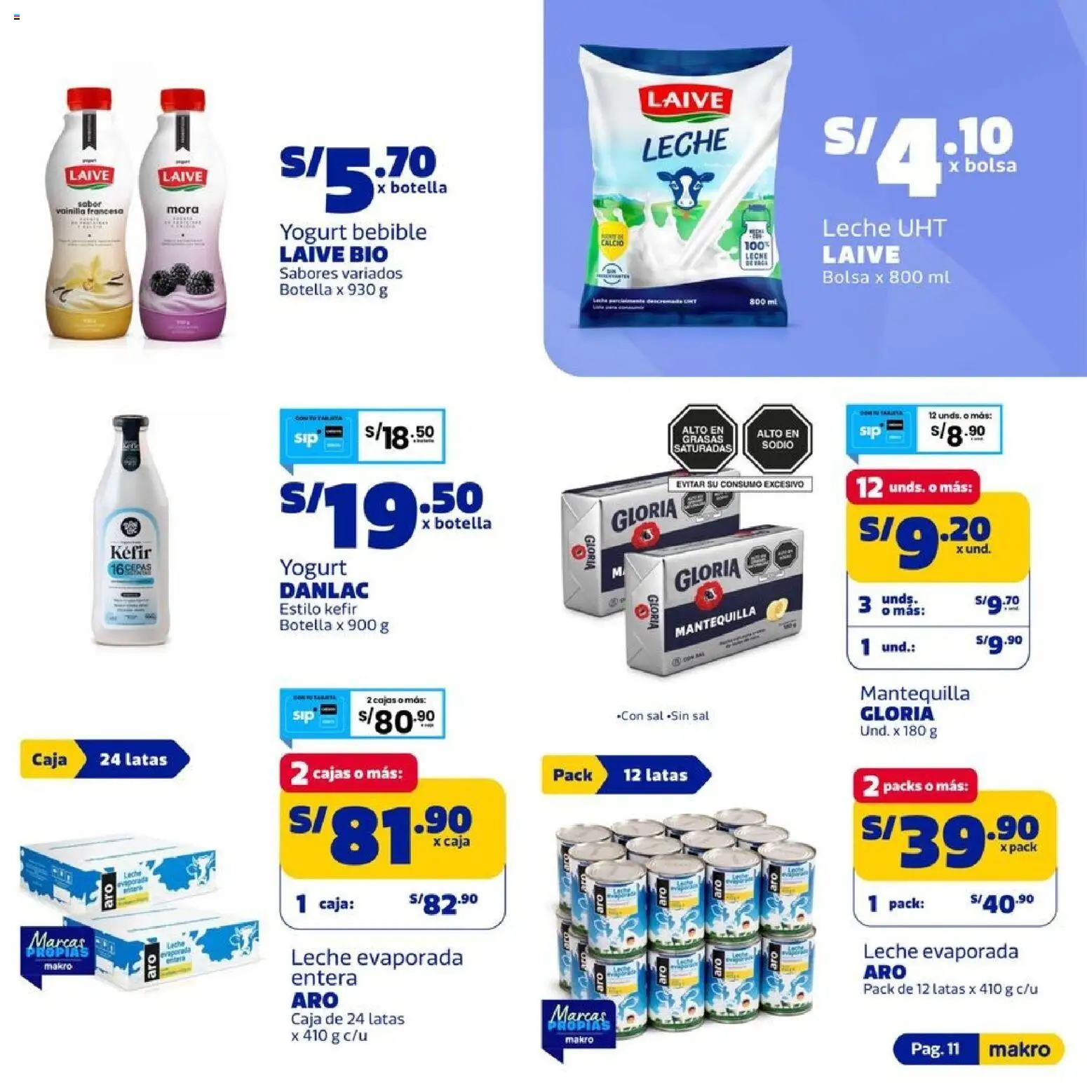 Catálogo Makro válido desde 13/08/2026 | Página: 11 | Productos: Leche UHT, Caja, Leche, Yogurt