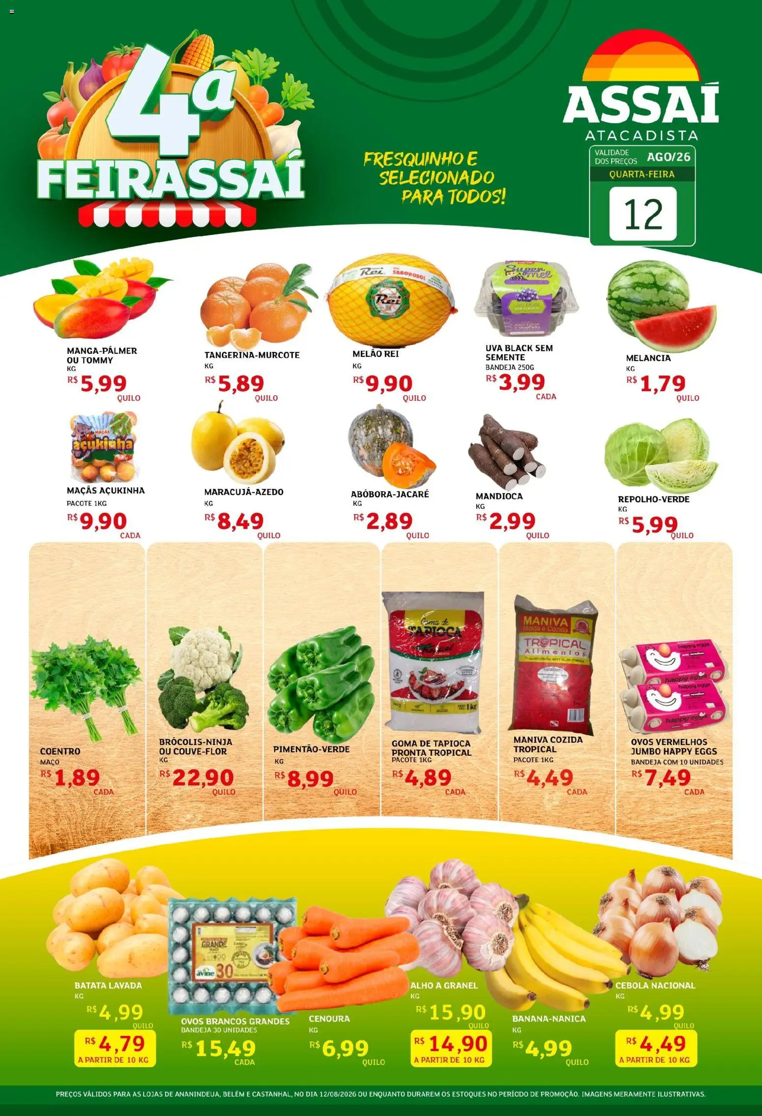 Assaí Atacadista Folheto - válido de 12/08/2026 | Página: 1 | Produtos: Cebola, Mesa, Alimentos, Cenoura