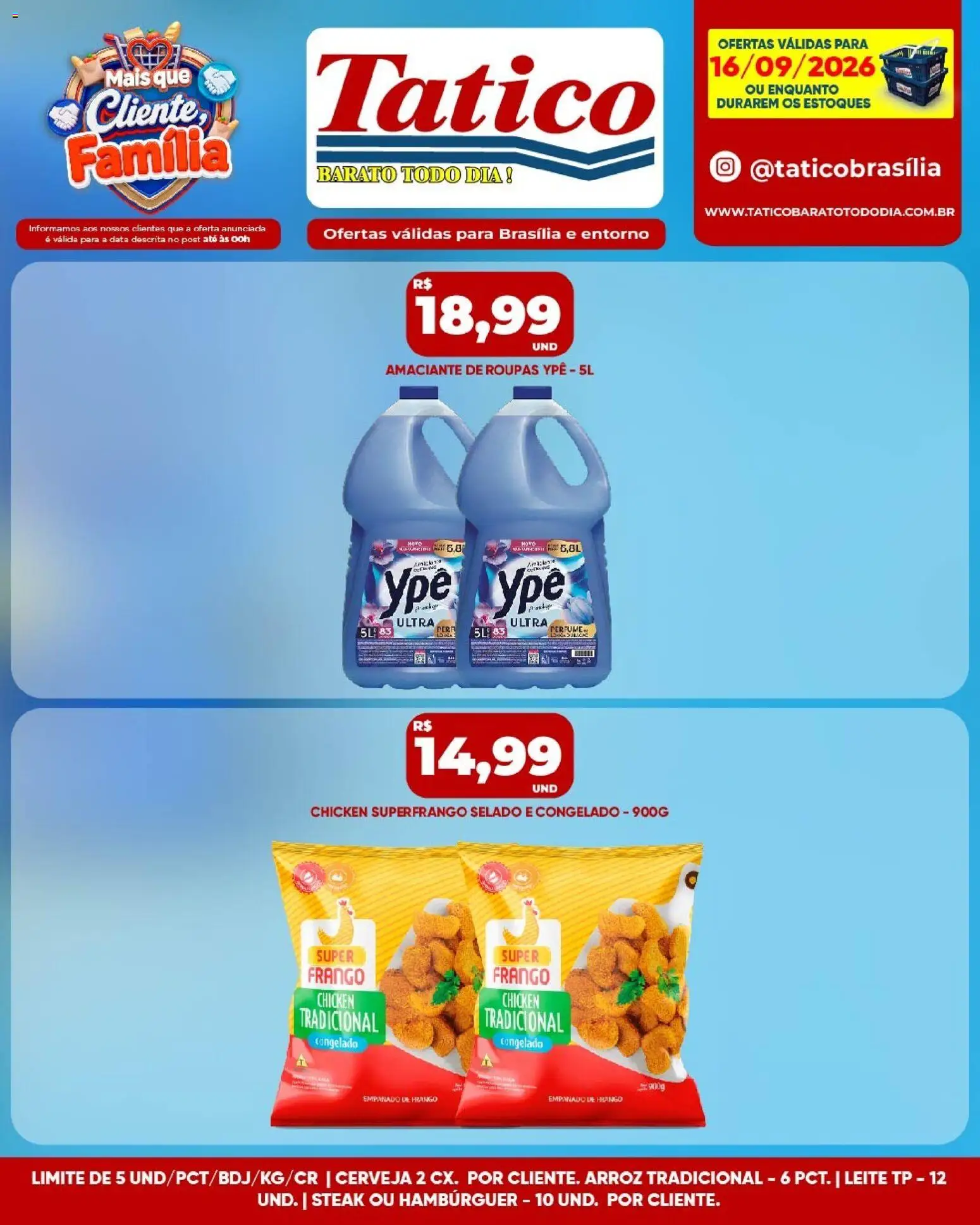 Tatico Folheto - válido de 16/09/2026 | Página: 10 | Produtos: Steak, Amaciante de roupas, Leite, Frango