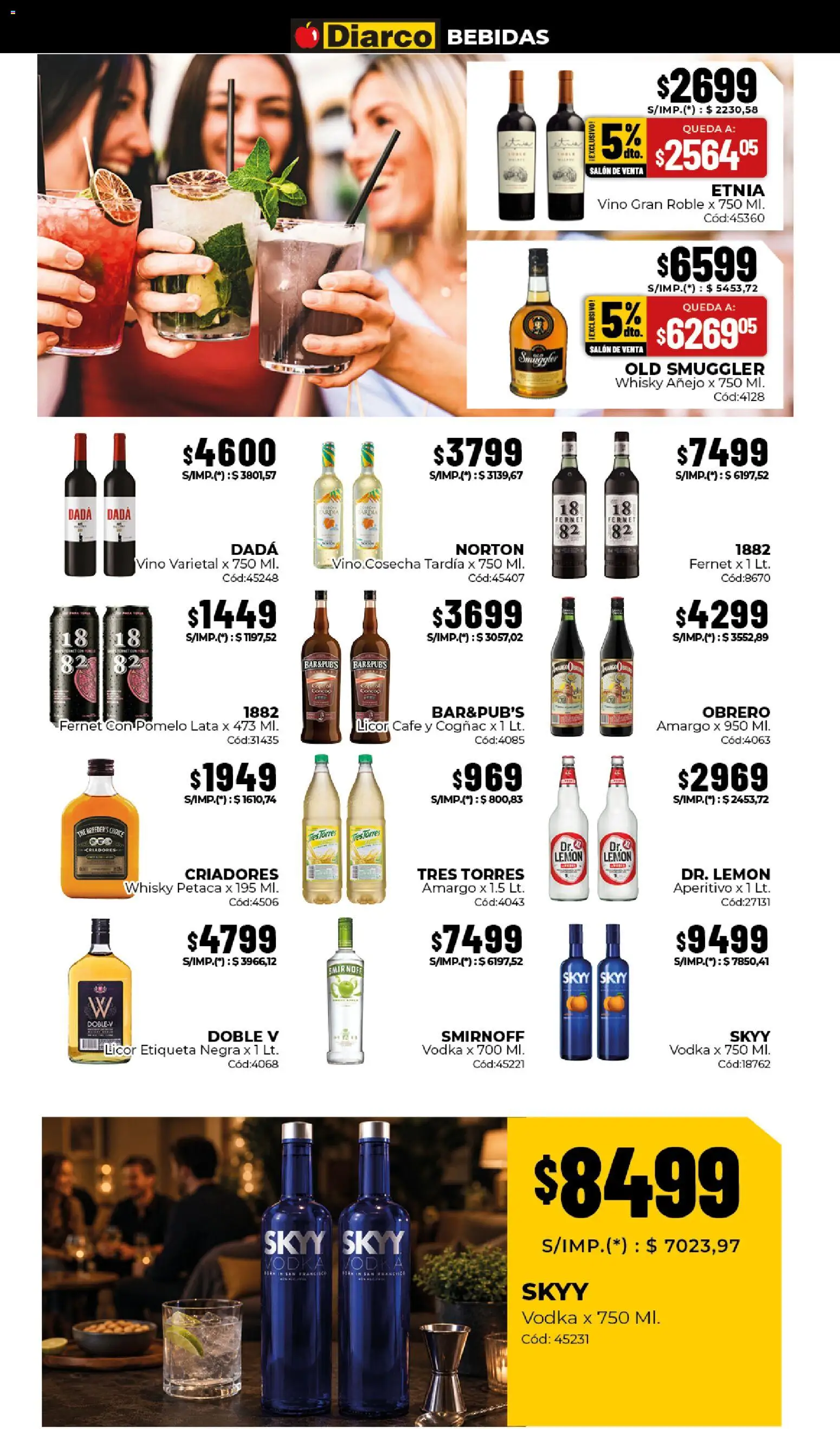 Diarco - Ofertas Interior │ válido desde el 13/07/2026 | Página: 8 | Productos: Vodka, Fernet, Café, Vino