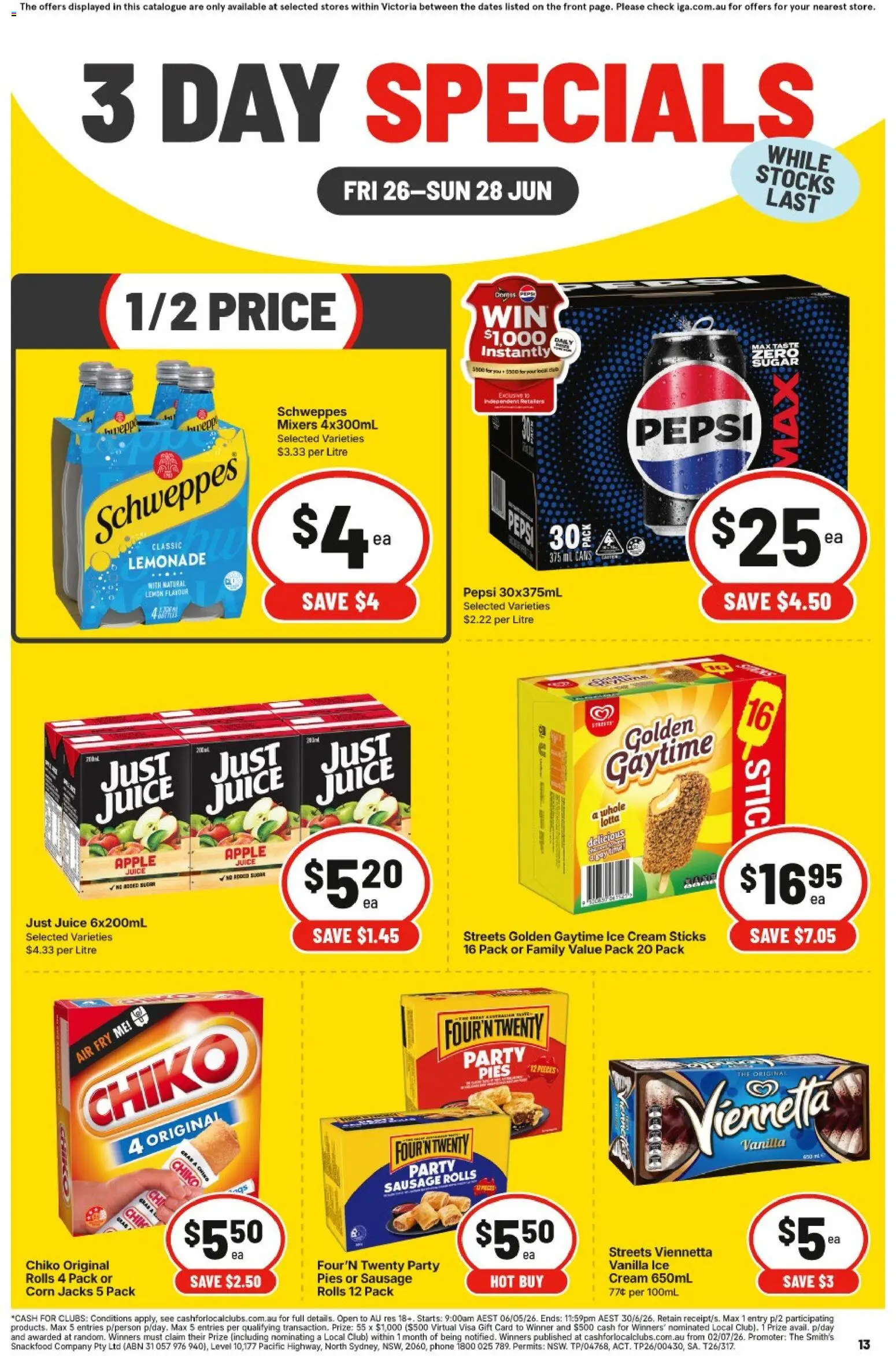 IGA catalogue - valid from 26/06/2026 | Page: 2 | Products: Pepsi, Ice cream, Lemon, Pies