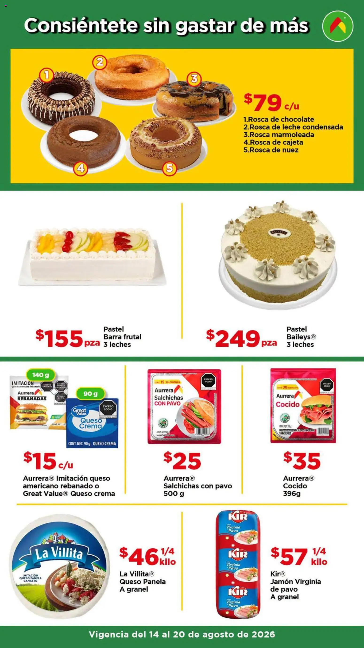 Nuevas ofertas de Bodega Aurrerá válidas en toda la República Mexicana desde el 14/08/2026. ¡Encuentra las mejores ofertas en Bodega Aurrerá folleto Aprovecha más surtido! | Página: 4 | Productos: Leche, Chocolate, Jamón, Pavo