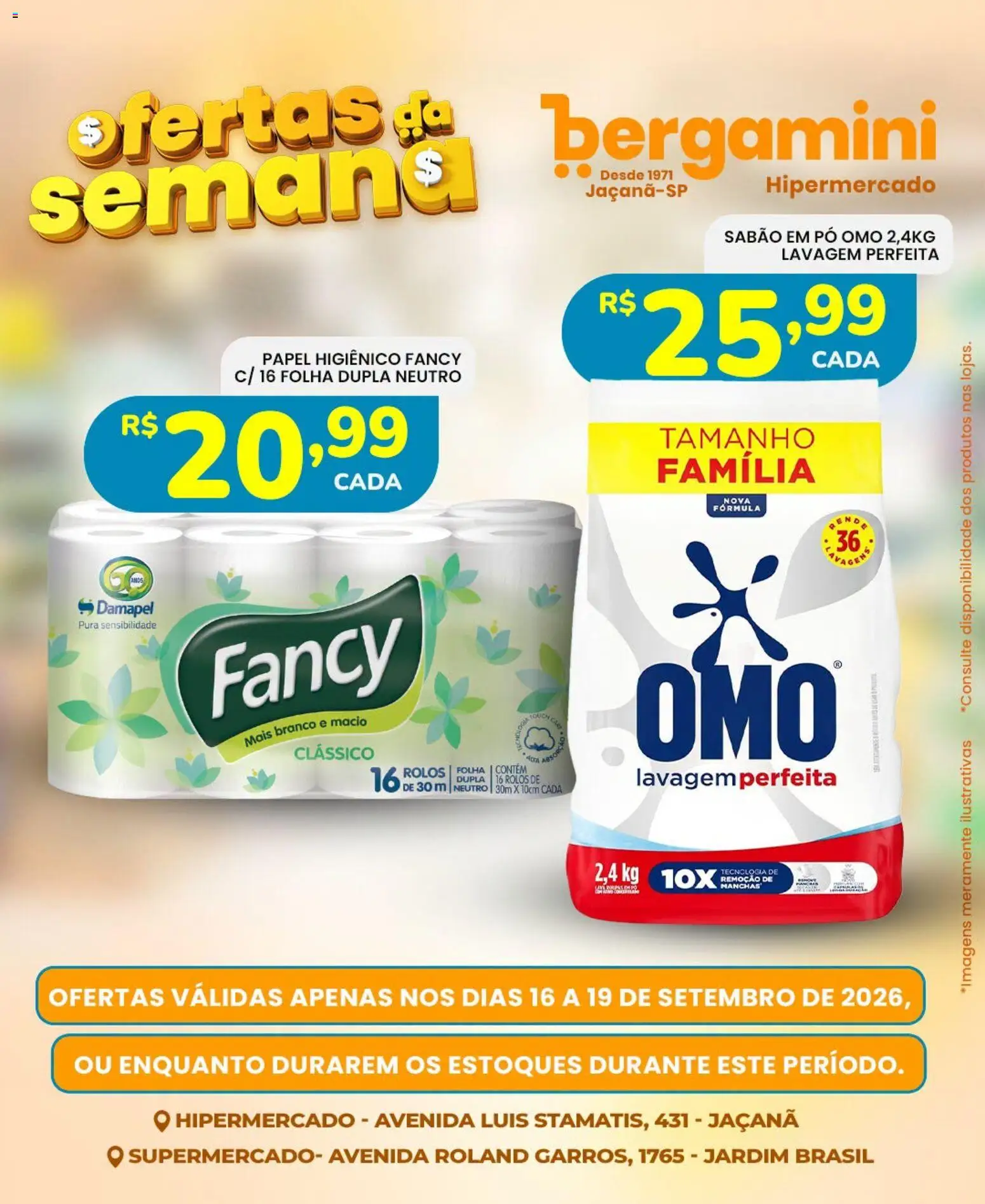 Supermercado Bergamini Folheto - válido de 16/09/2026 | Página: 11 | Produtos: Pó, Sabão, Sabão em pó, Sabão em pó omo