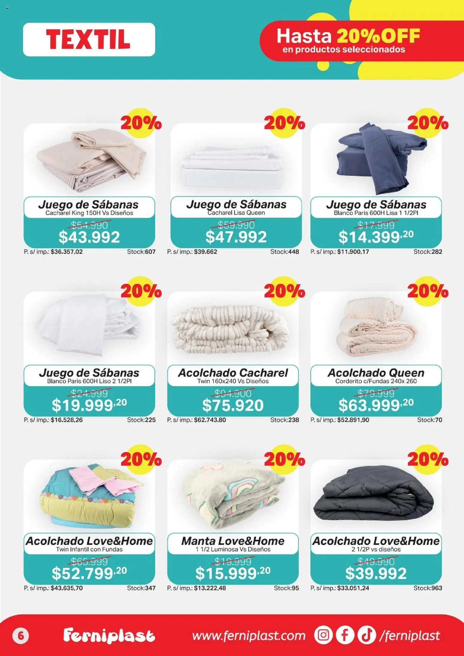 Ferniplast catálogo │ válido desde el 07.05.2026 | Página: 6 | Productos: Sabanas, Acolchado
