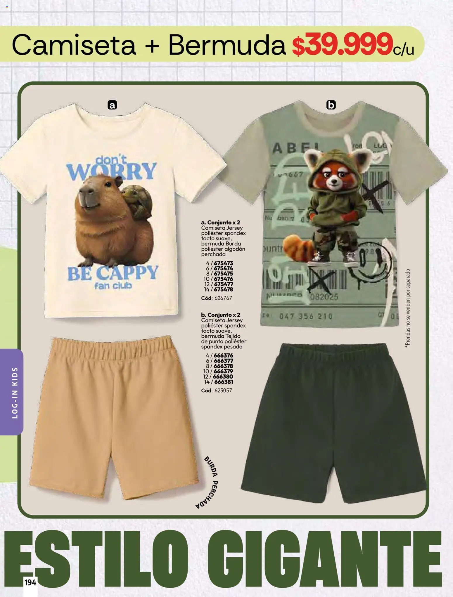 Pacifika revista - valida desde el 01.03.2026 | Página: 196 | Productos: Algodón, Bermuda, Camiseta, Conjunto