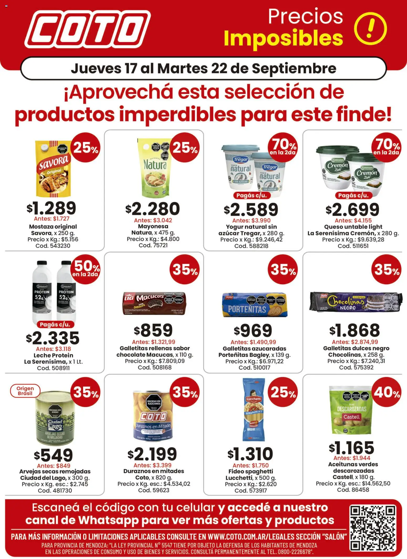 Coto - Salon Productos Motivo 1 │ válido desde el 17/09/2026 | Página: 1 | Productos: Peso, Galletitas, Azucar, Dulces
