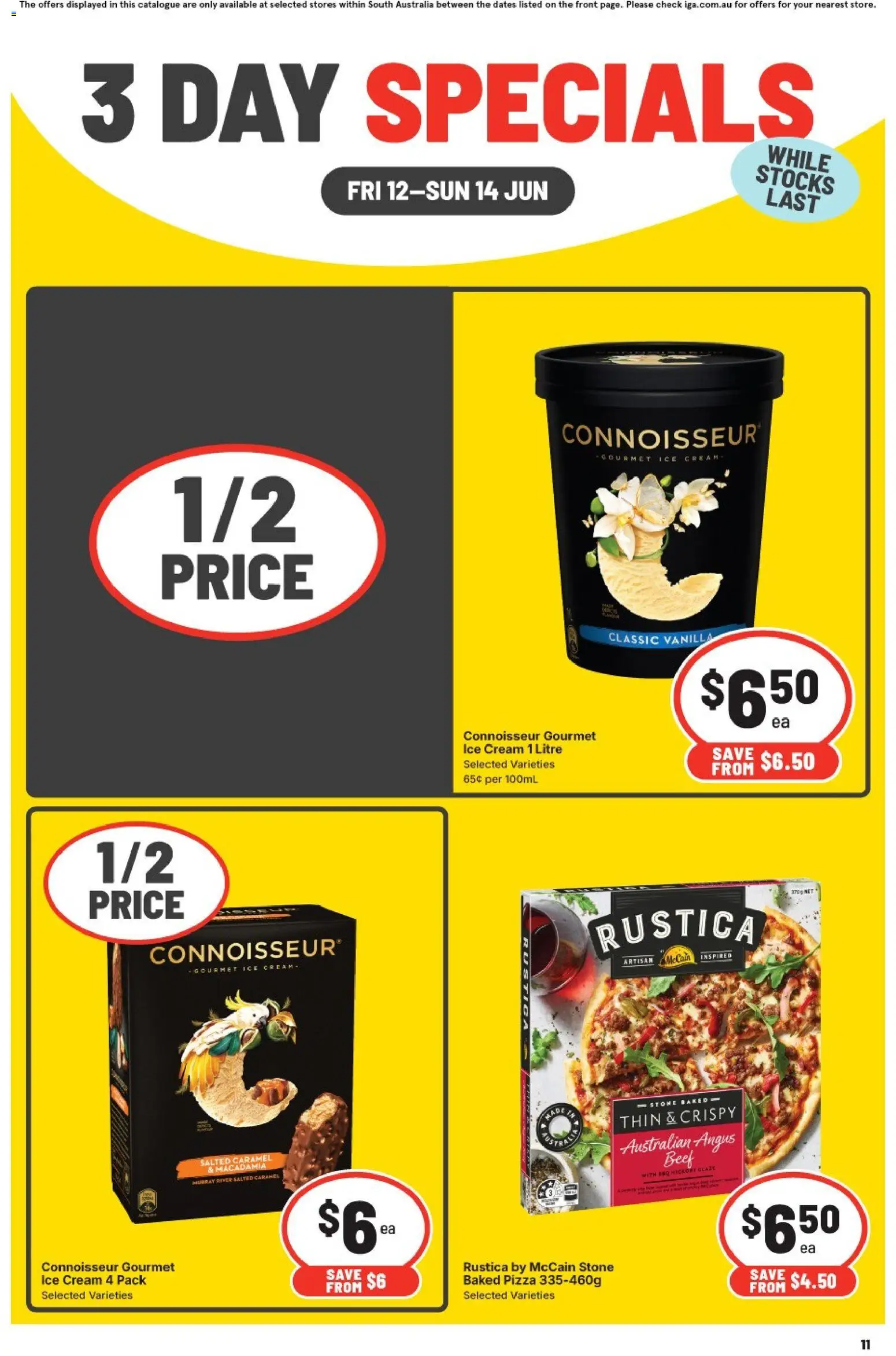 IGA catalogue - valid from 12.06.2026 | Page: 3 | Products: Pizza, Beef, Cream, Ice cream