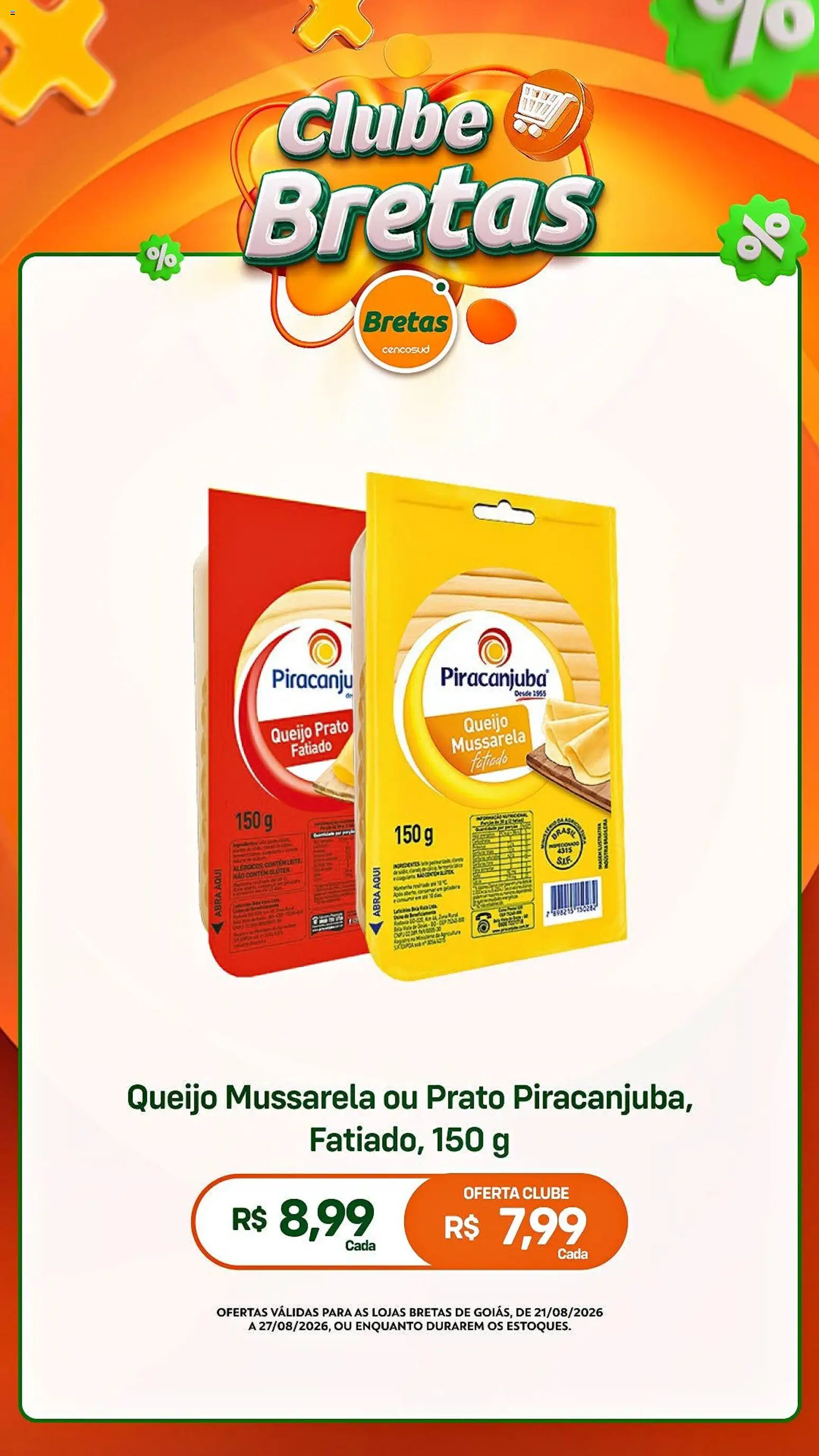 Bretas Folheto - válido de 21/08/2026 | Página: 4 | Produtos: Queijo fatiado, Queijo, Mussarela