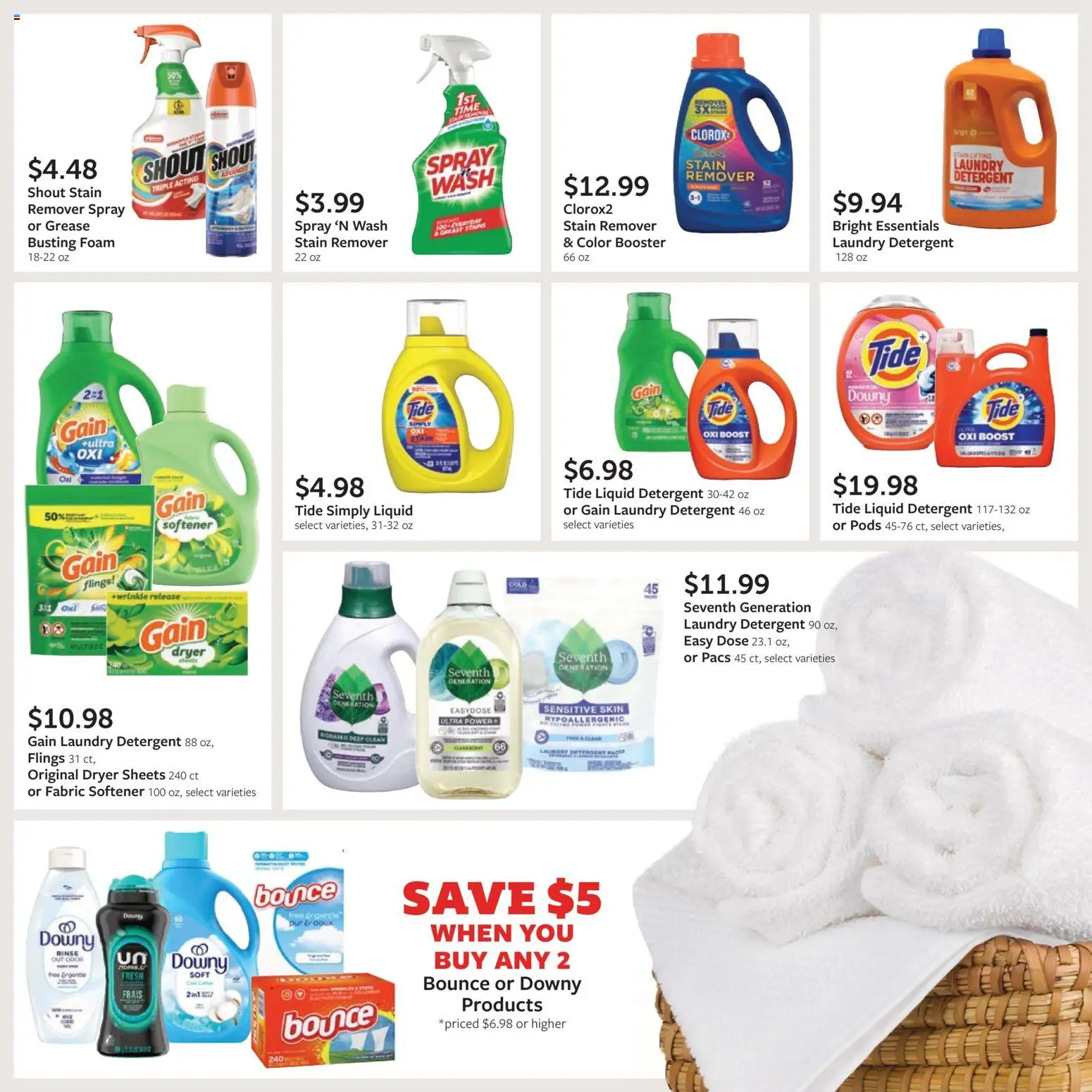 Fareway Monthly Ad - valid from 04.05.2026 | Page: 34 | Products: Fabric softener, Stain remover, Detergent, Dryer