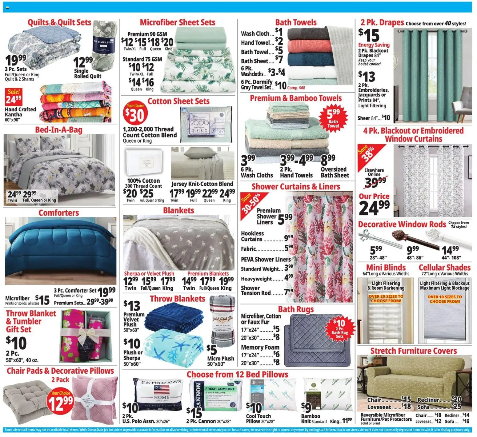 Ocean State Job Lot Weekly Ad - MA - valid from 07/30/2026 | Page: 12 | Products: Pillow, Loveseat, Recliner, Pc