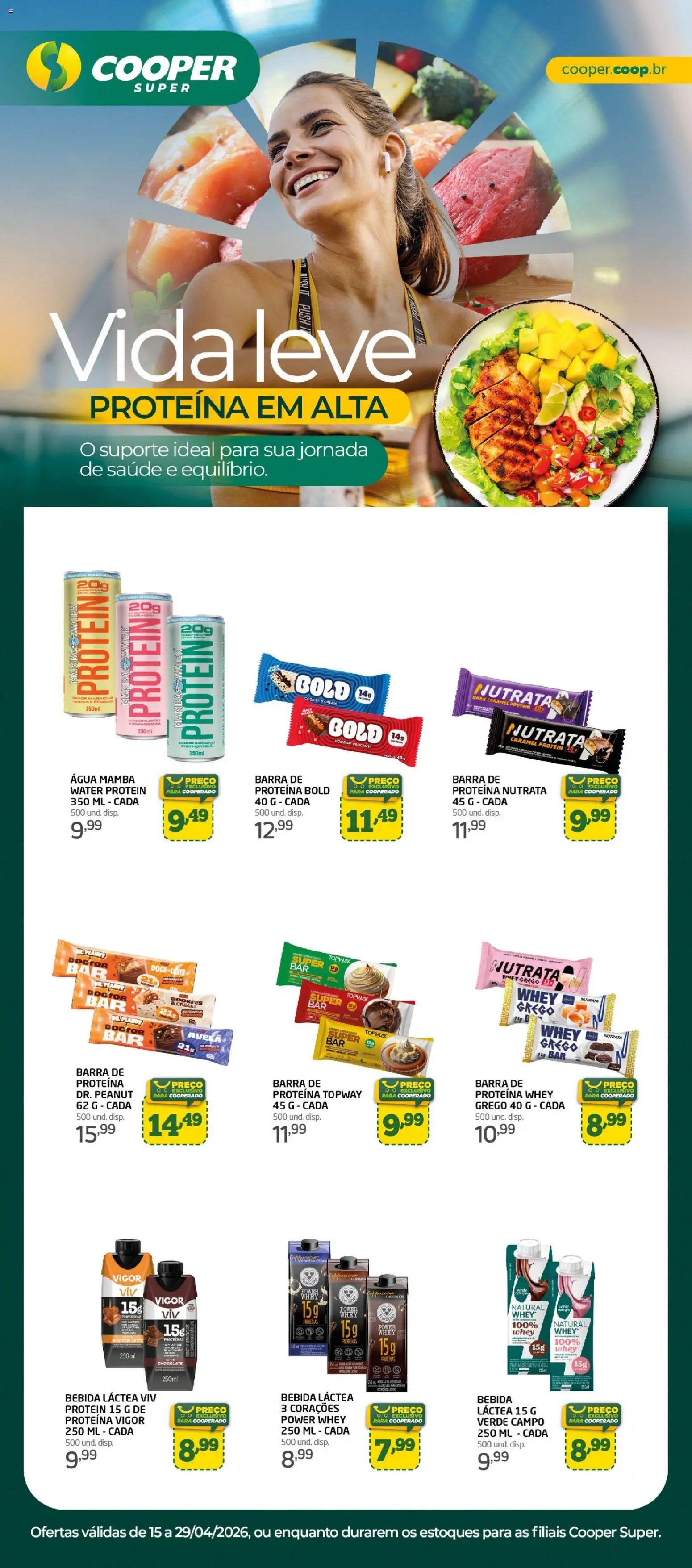 Cooper Folheto - válido de 15.04.2026 | Página: 1 | Produtos: Chocolate, Bebida, Barra de proteína, Cookies