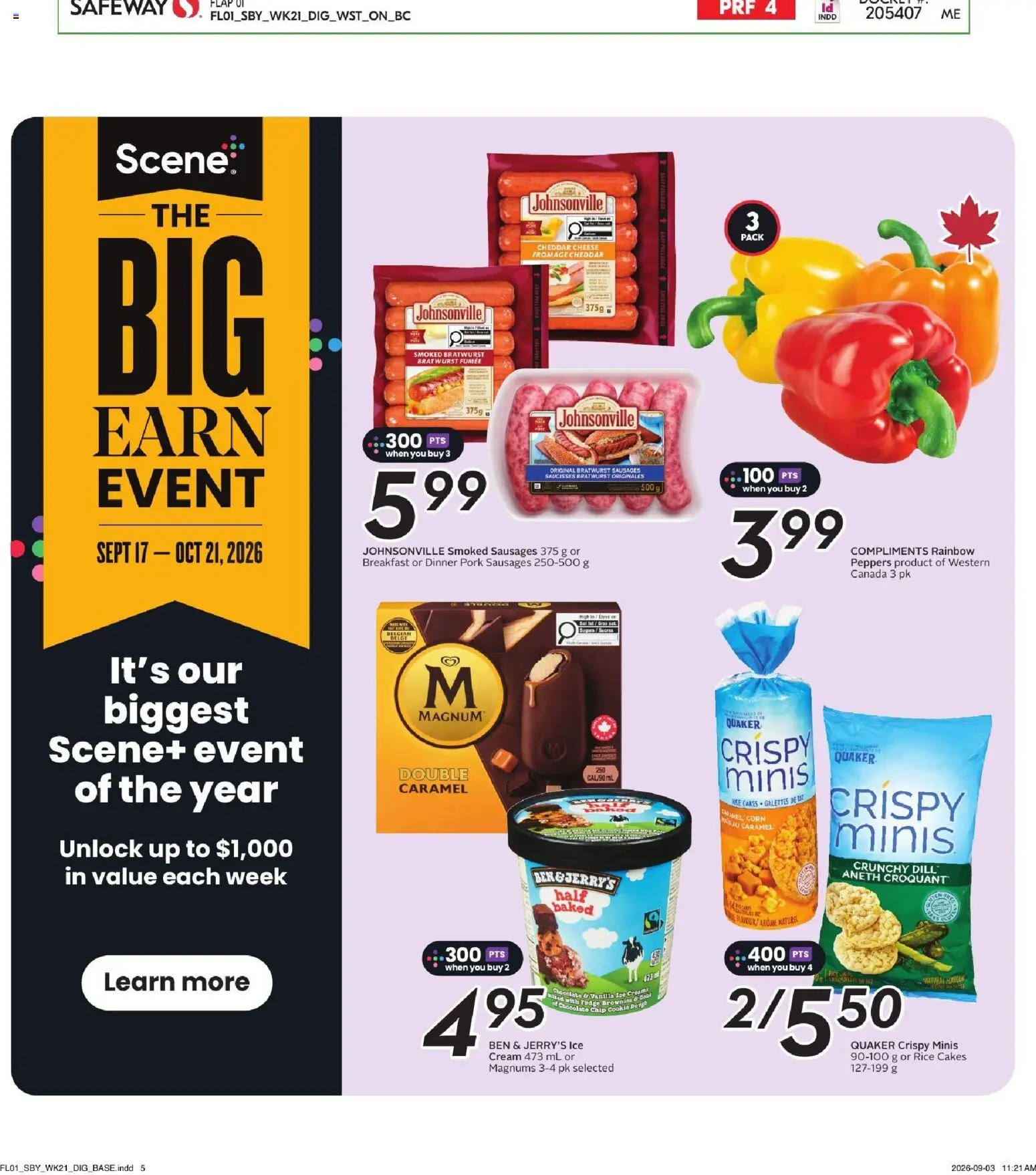 Safeway flyer valid from Sep 17, 2026 | Page: 2 | Products: Sausages, Dough, Chocolate, Ice