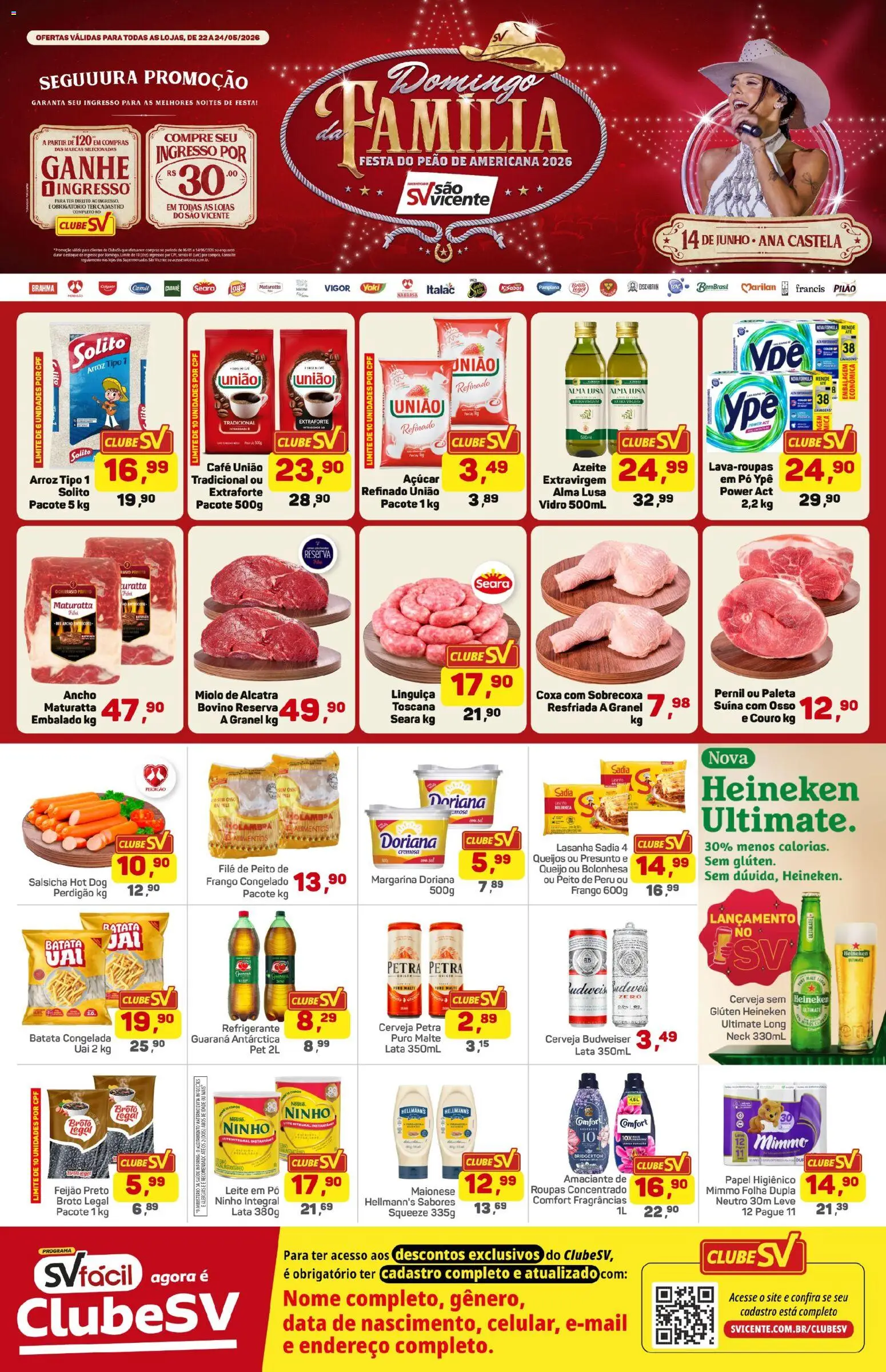 Supermercados São Vicente Folheto - válido de 22.05.2026 | Página: 1 | Produtos: Feijão, Salsicha, Peito de peru, Lasanha