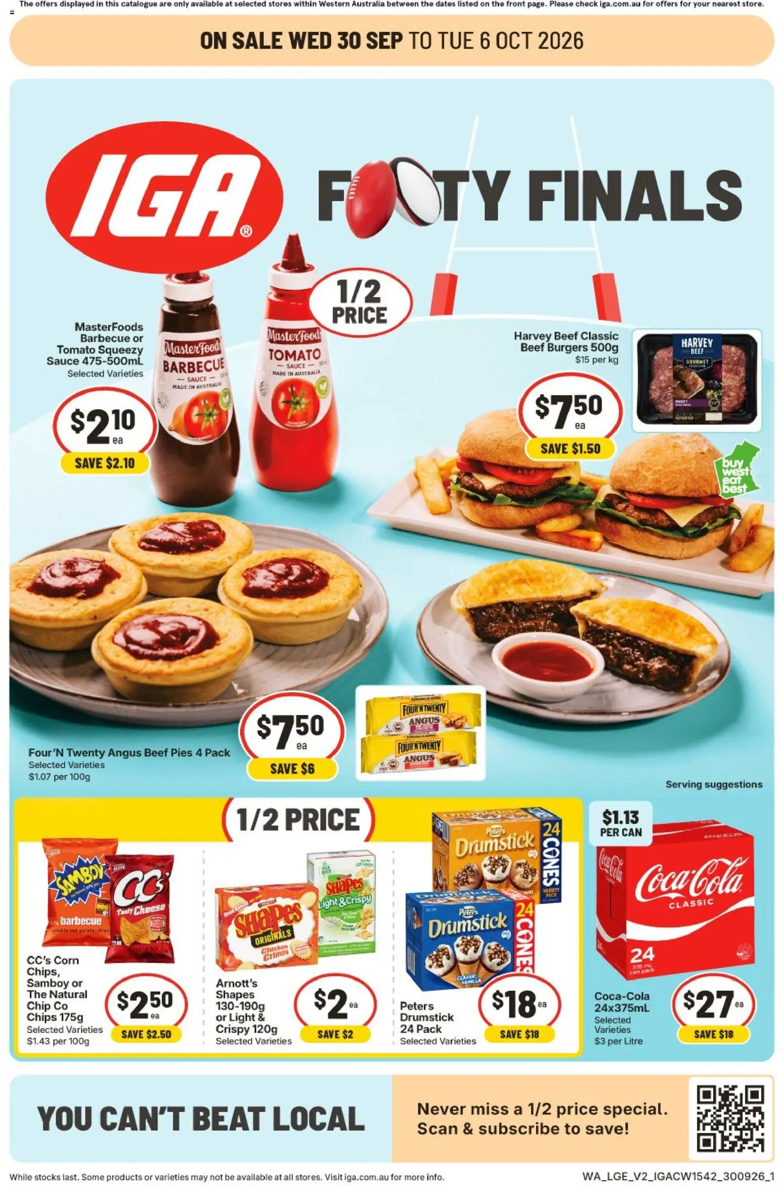 IGA catalogue - valid from 30/09/2026 | Page: 9 | Products: Burgers, Chicken, Beef, Pies