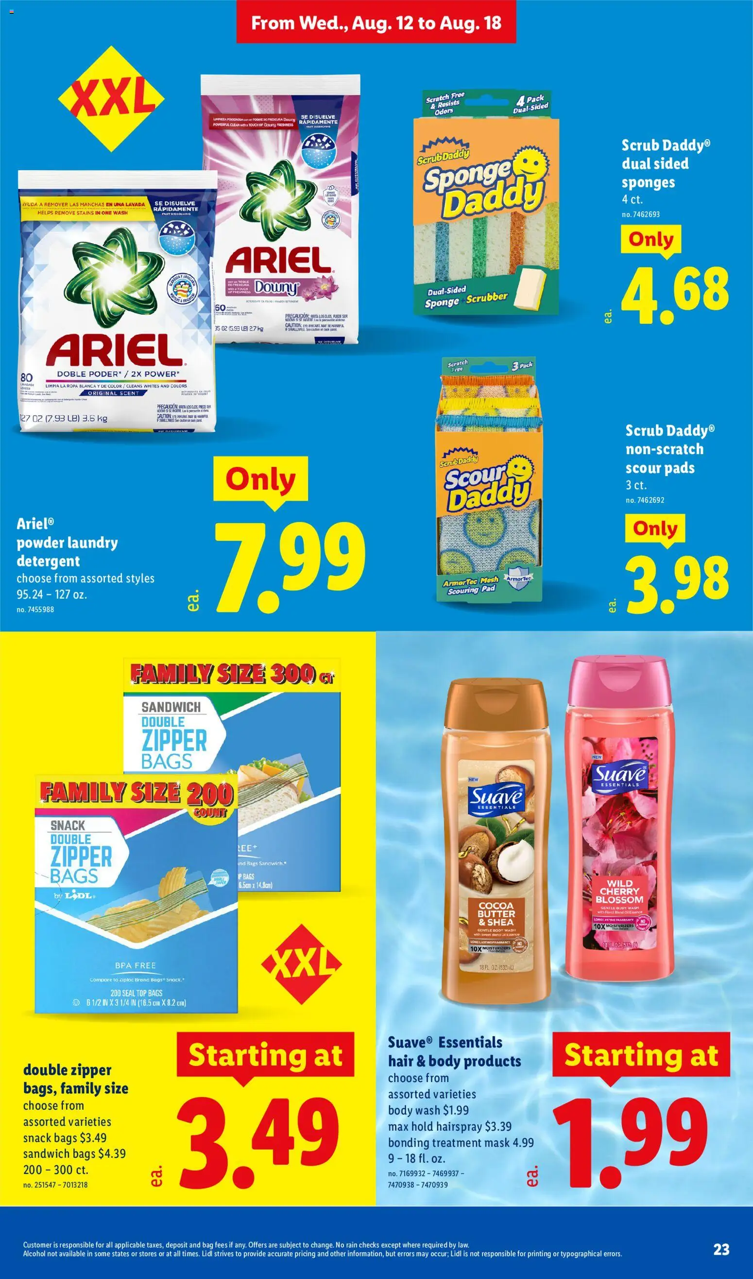 Lidl Weekly Ad - valid from 08/12/2026 | Page: 23 | Products: Butter, Body Wash, Sponges, Bag