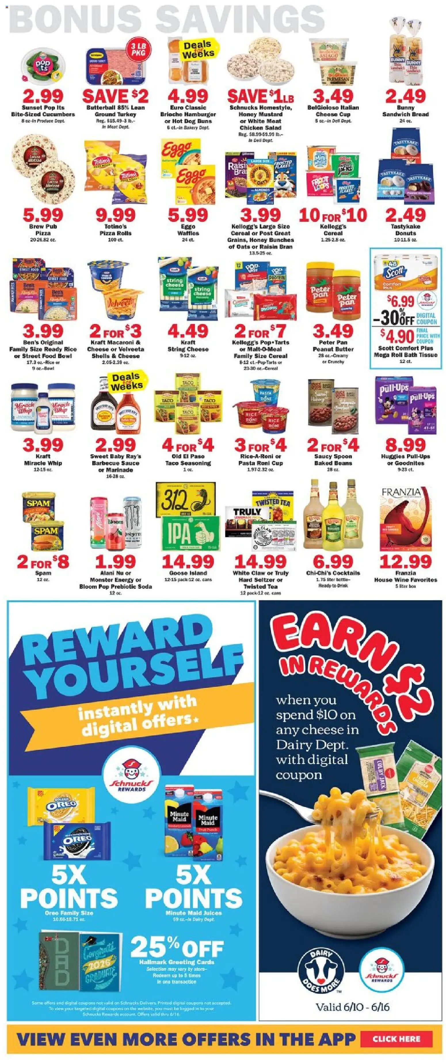 Schnucks Weekly Ad - valid from 10.06.2026 | Page: 5 | Products: Cheese, Bread, Tea, Cucumbers