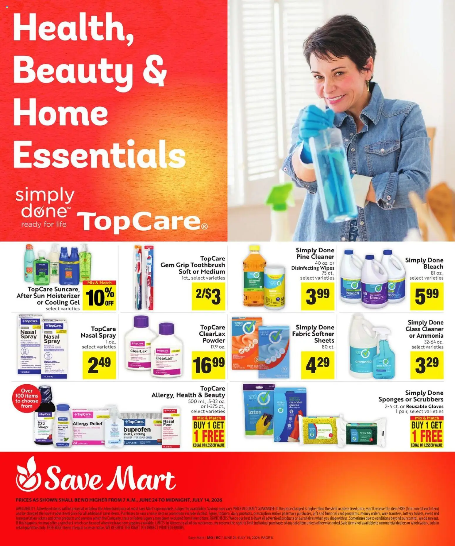 Save Mart Online Savings Guide - valid from 06/24/2026 | Page: 8 | Products: Shelf, Powder, Toothbrush, Gloves