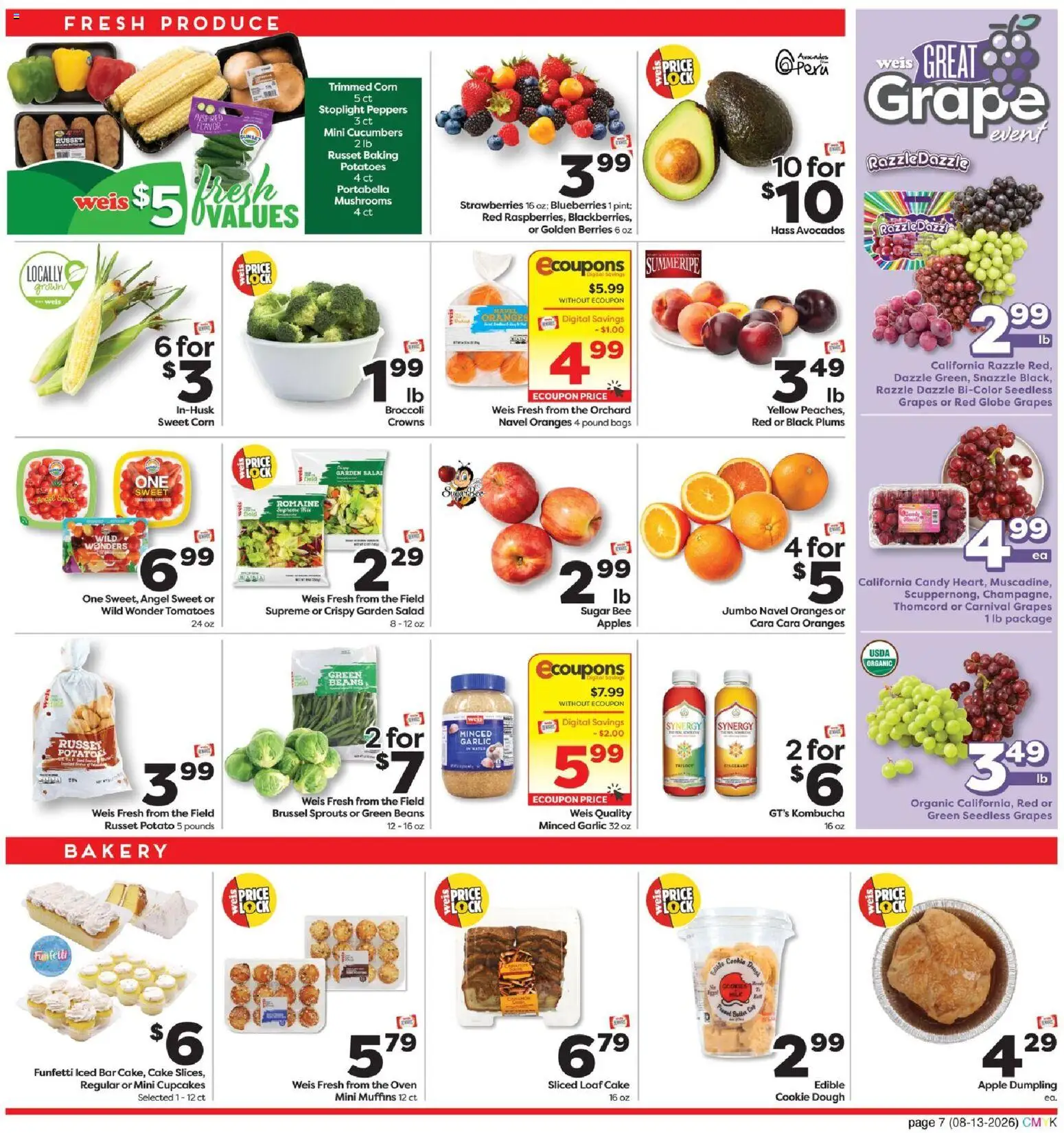 Weis Monthly Ad - valid from 08/13/2026 | Page: 10 | Products: Mushrooms, Salad, Potatoes, Sugar