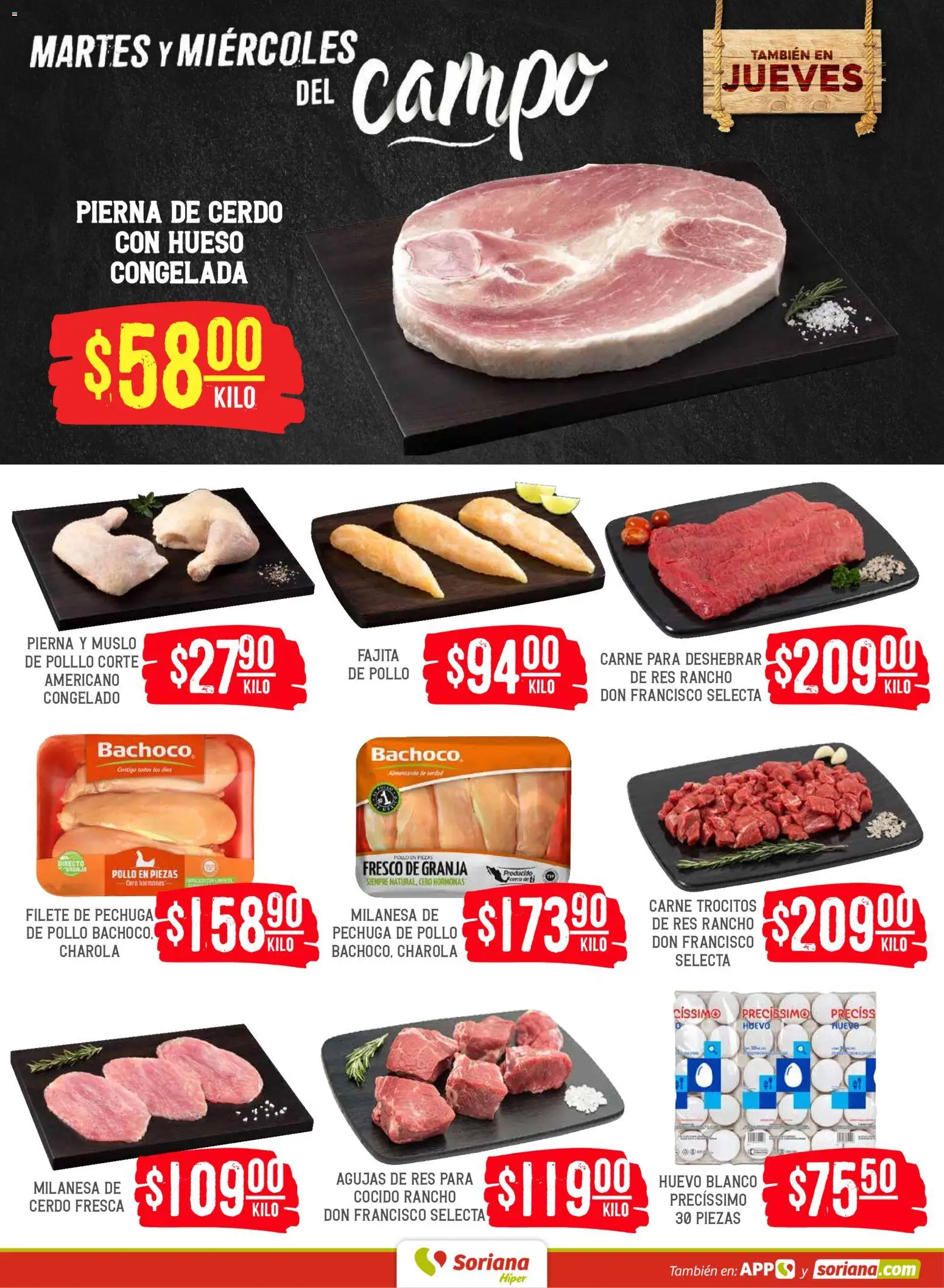 Nuevas ofertas de Soriana válidas en toda la República Mexicana desde el 19.05.2026. ¡Encuentra las mejores ofertas en Soriana Martes y Miércoles del Campo Híper: Tijuana, Mexicali, Ensenada, San Luis Río Colorado y Tecate! | Página: 4 | Productos: Pollo, Milanesa, Huevo, Res