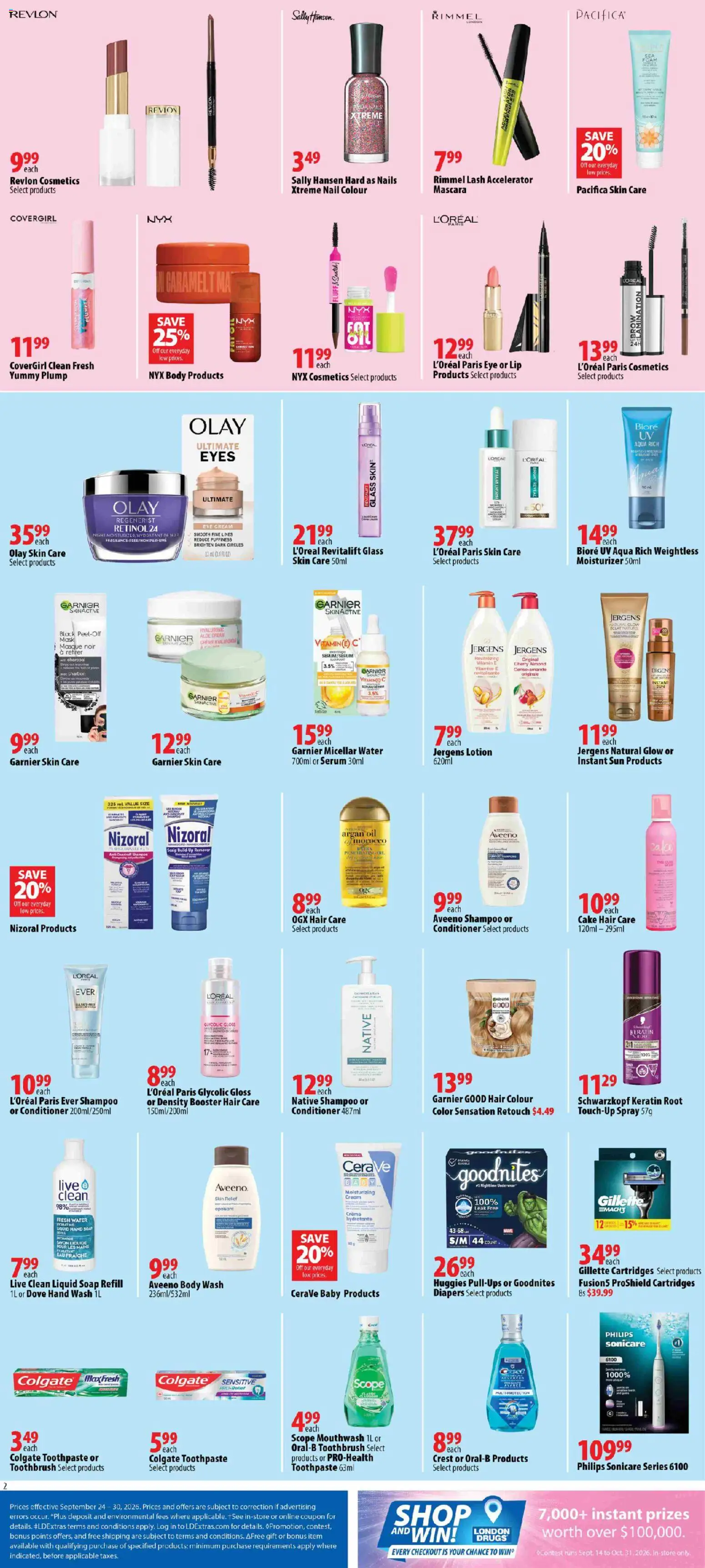 London Drugs flyer valid from Sep 24, 2026 | Page: 3 | Products: Foam, Mascara, Cake, Mouthwash