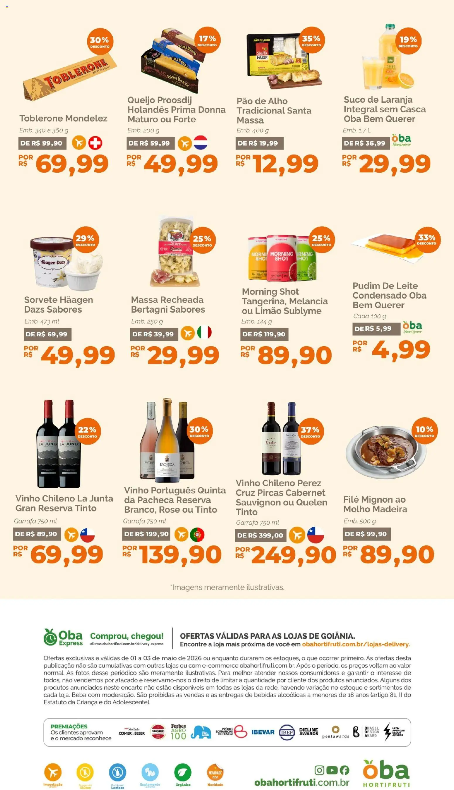 Oba Hortifruti Folheto - válido de 01.05.2026 | Página: 5 | Produtos: Alho, Filé mignon, Leite, Suco