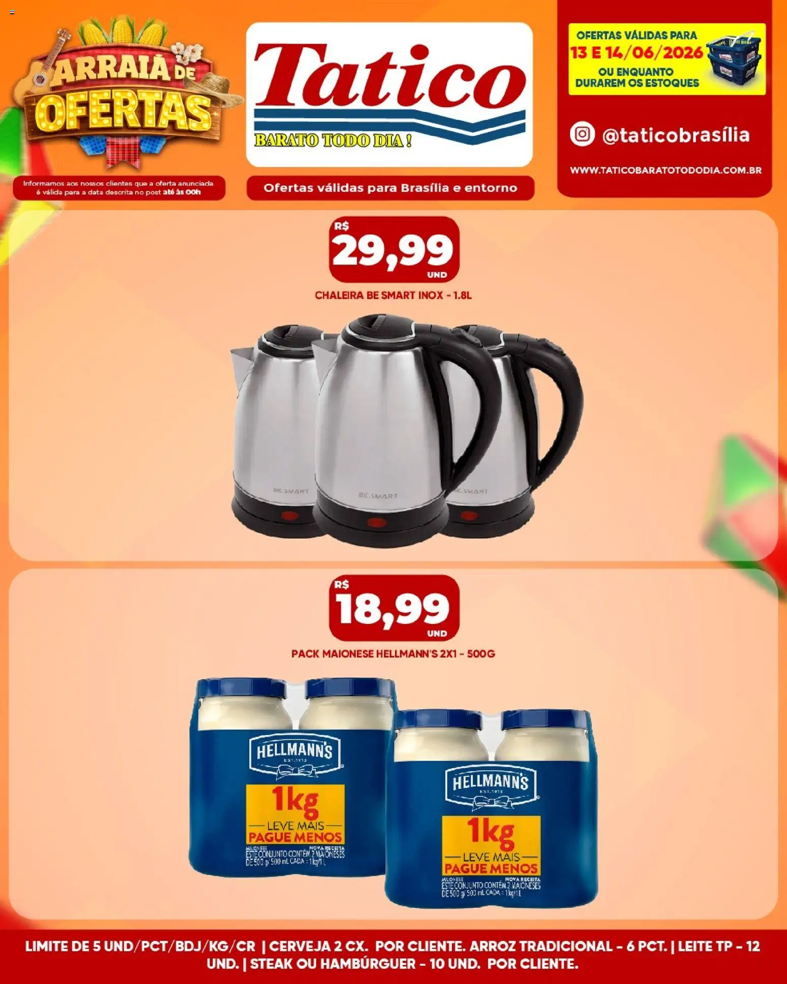 Tatico Folheto - válido de 13.06.2026 | Página: 6 | Produtos: Chaleira, Leite, Arroz, Maionese