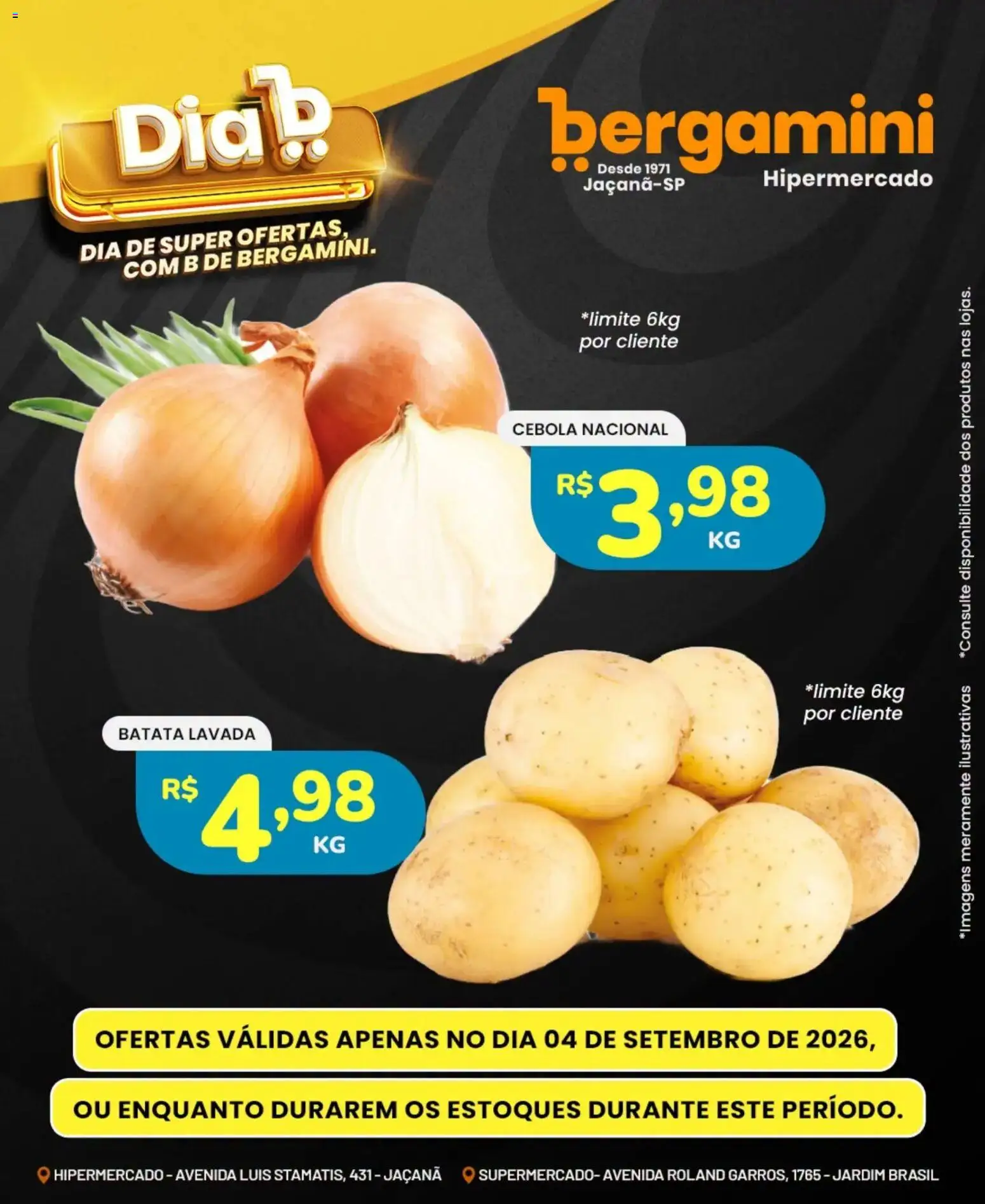 Supermercado Bergamini Folheto - válido de 04/09/2026 | Página: 5 | Produtos: Cebola, Batata