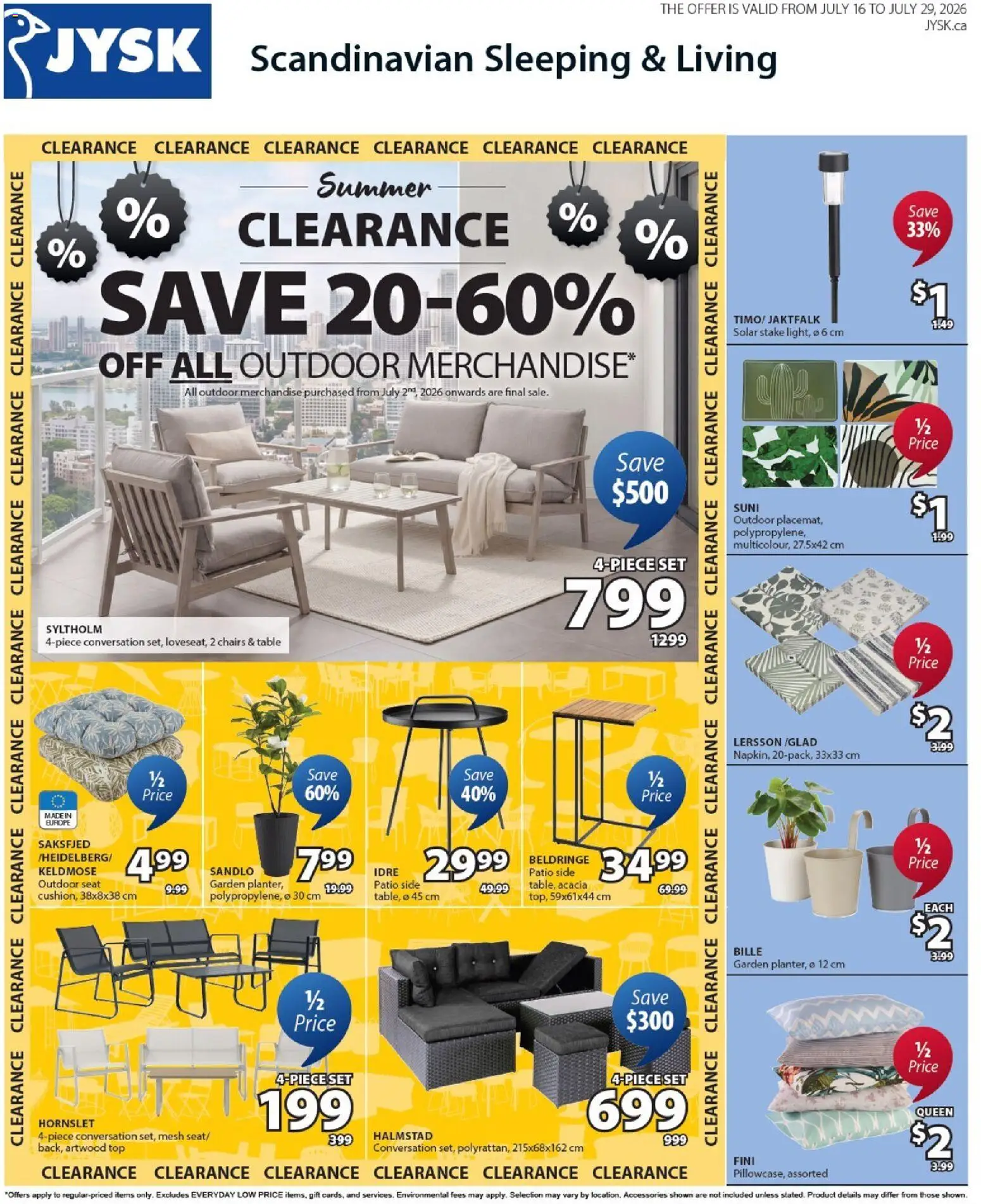 JYSK flyer valid from Jul 16, 2026 | Page: 1 | Products: Table