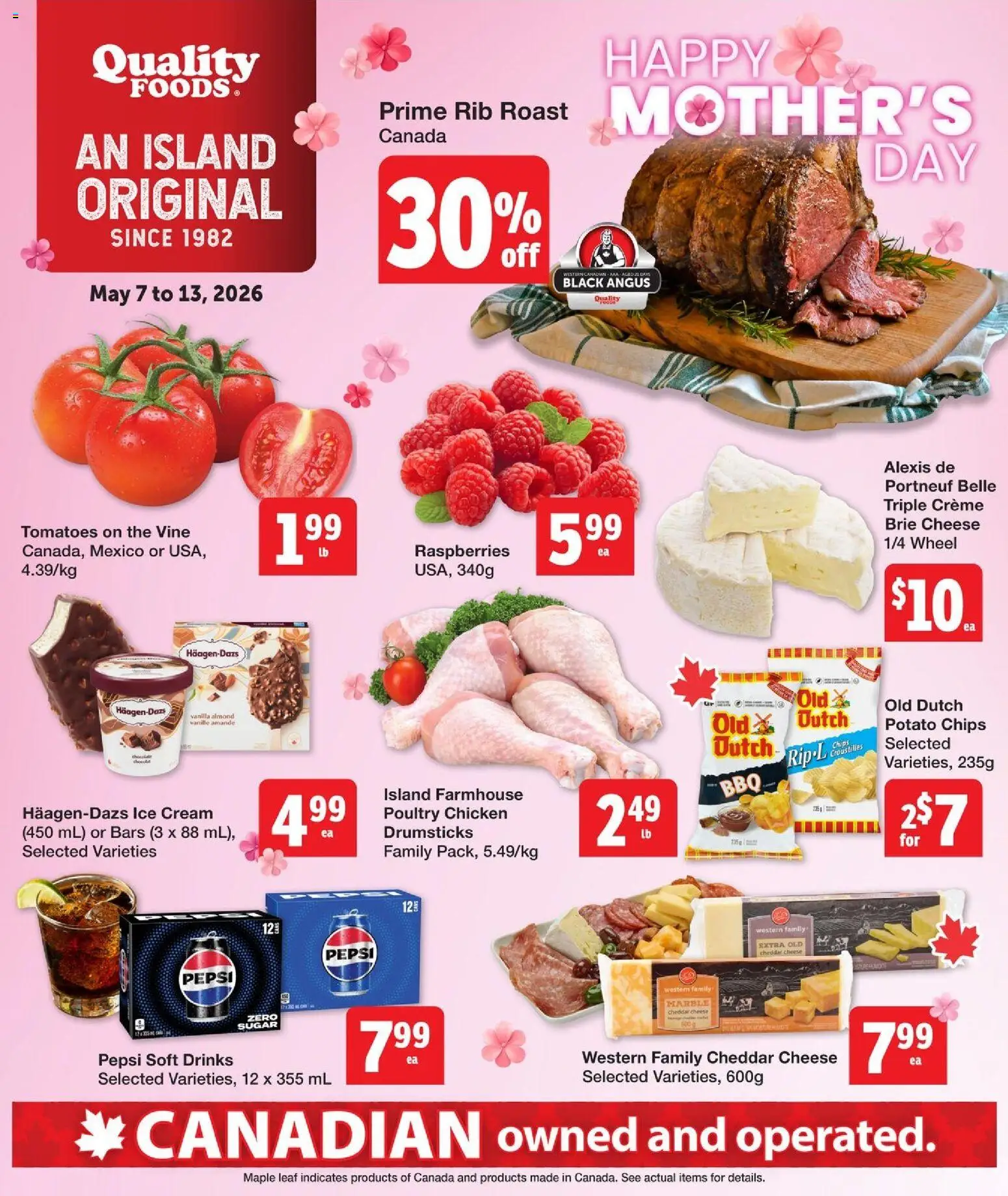 Quality Foods flyer valid from 07.05.2026 | Page: 1 | Products: Chips, Cream, Chicken, Tomatoes