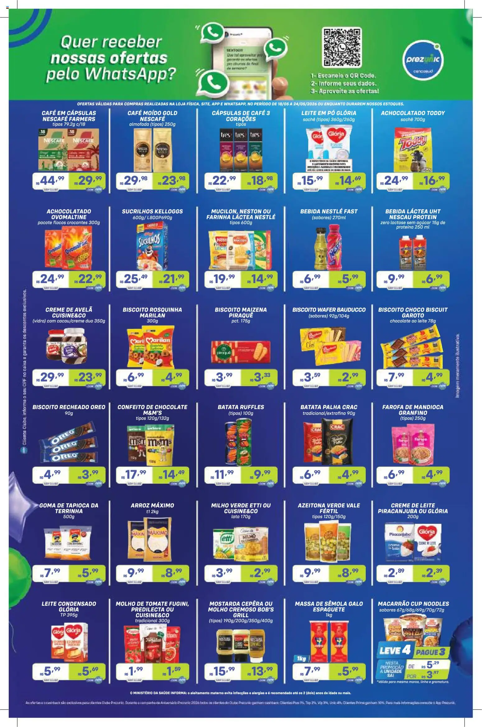 Prezunic Folheto - válido de 18.05.2026 | Página: 3 | Produtos: Espaguete, Nescau, Rosquinha, Farofa