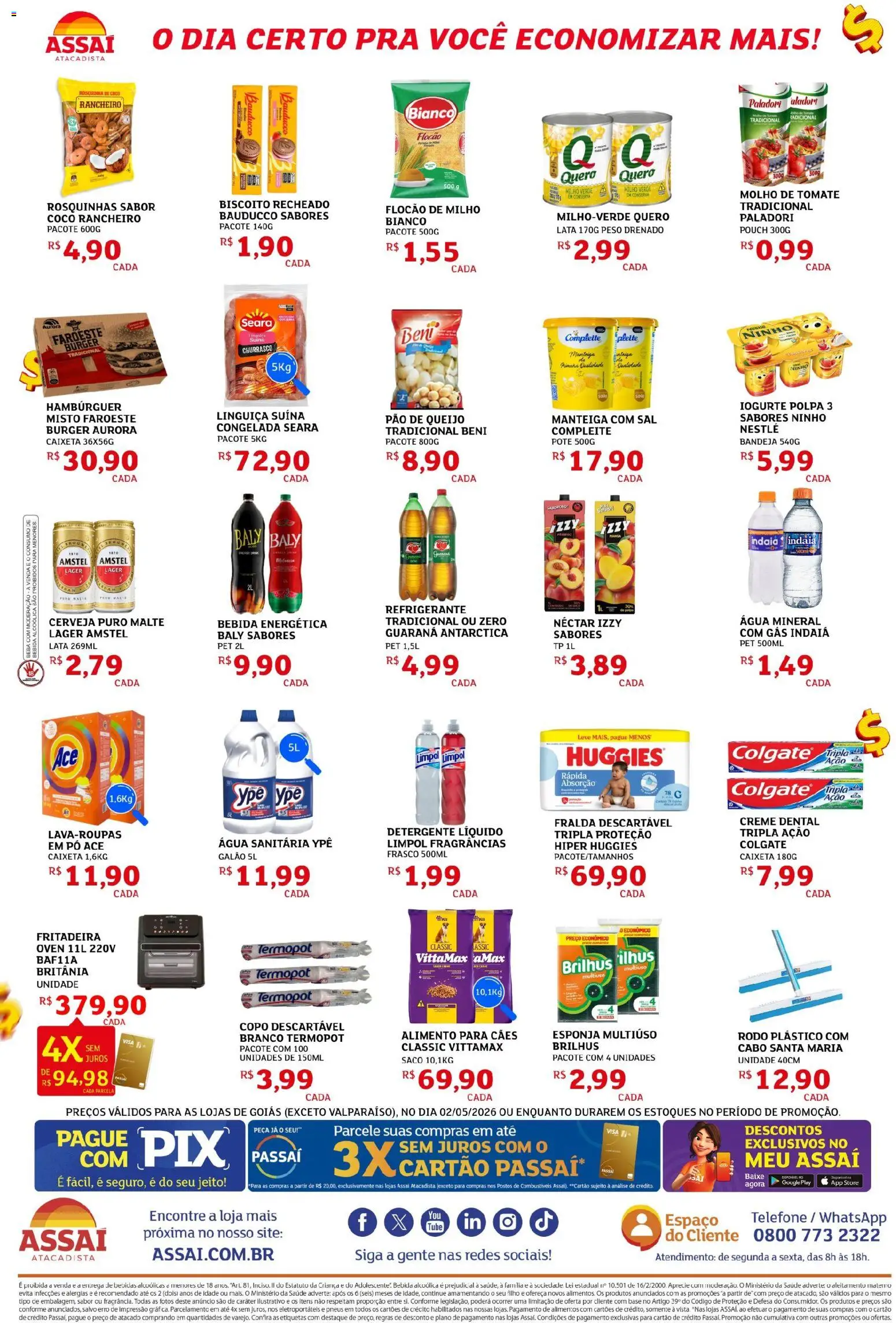 Assaí Atacadista Folheto - válido de 02.05.2026 | Página: 2 | Produtos: Linguiça, Iogurte, Creme, Refrigerante