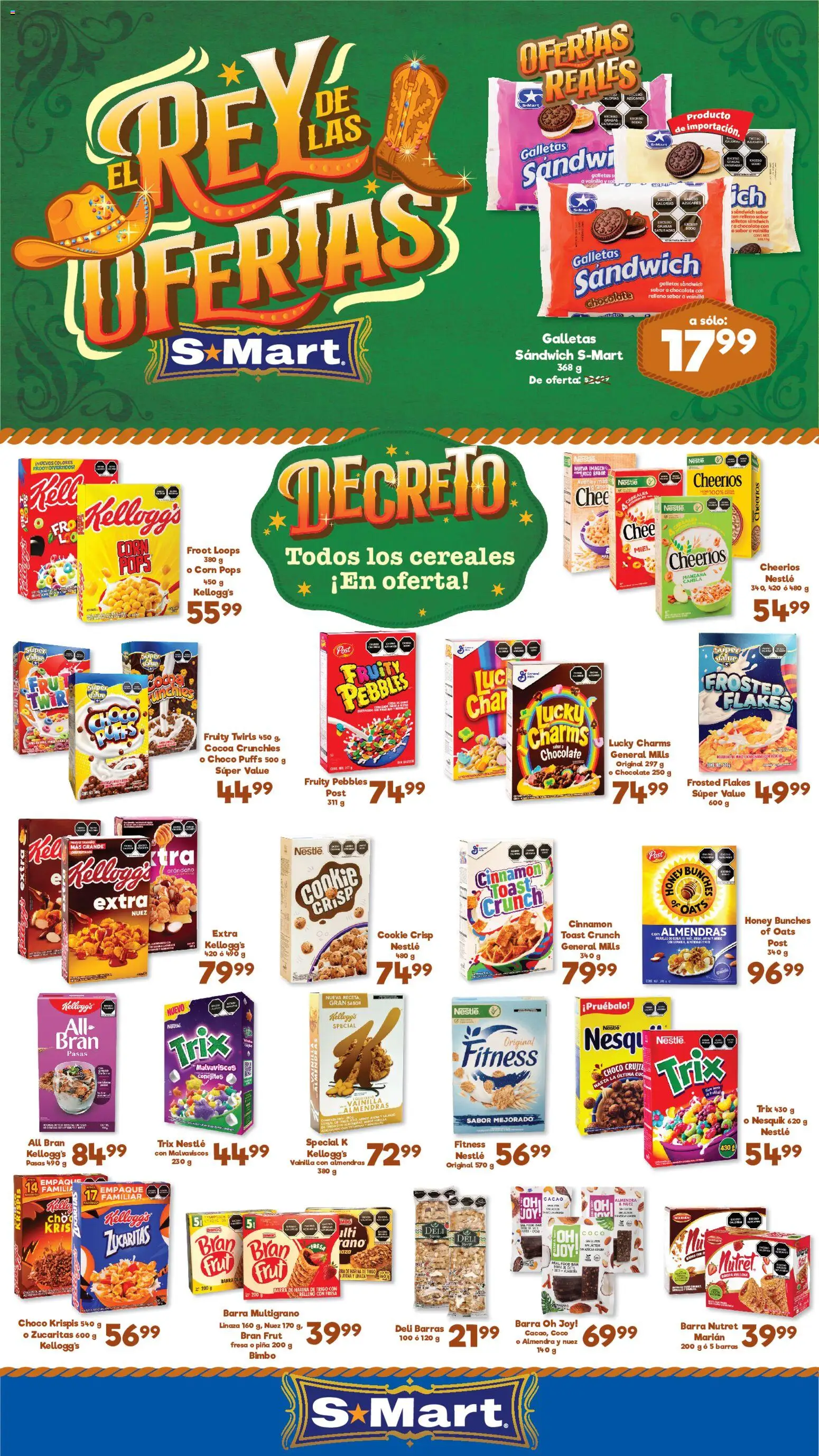 Nuevas ofertas de S-Mart válidas en toda la República Mexicana desde el 24/07/2026. ¡Encuentra las mejores ofertas en S-Mart folleto Ofertas de feria Monterrey! | Página: 1 | Productos: Almendras, Chocolate, Cereales, Cacao