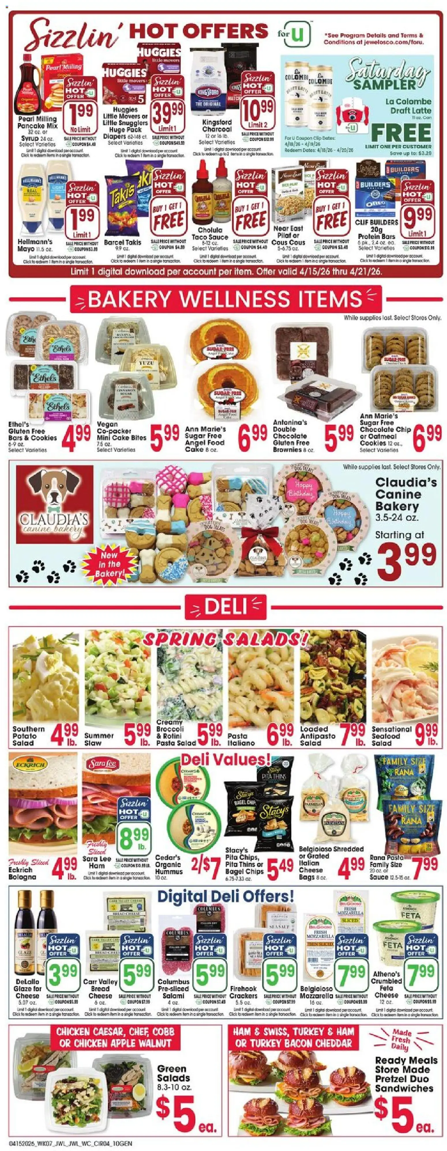 Jewel Osco Weekly Ad - IL - valid from 15.04.2026 | Page: 4 | Products: Pasta, Cookies, Sauce, Seafood