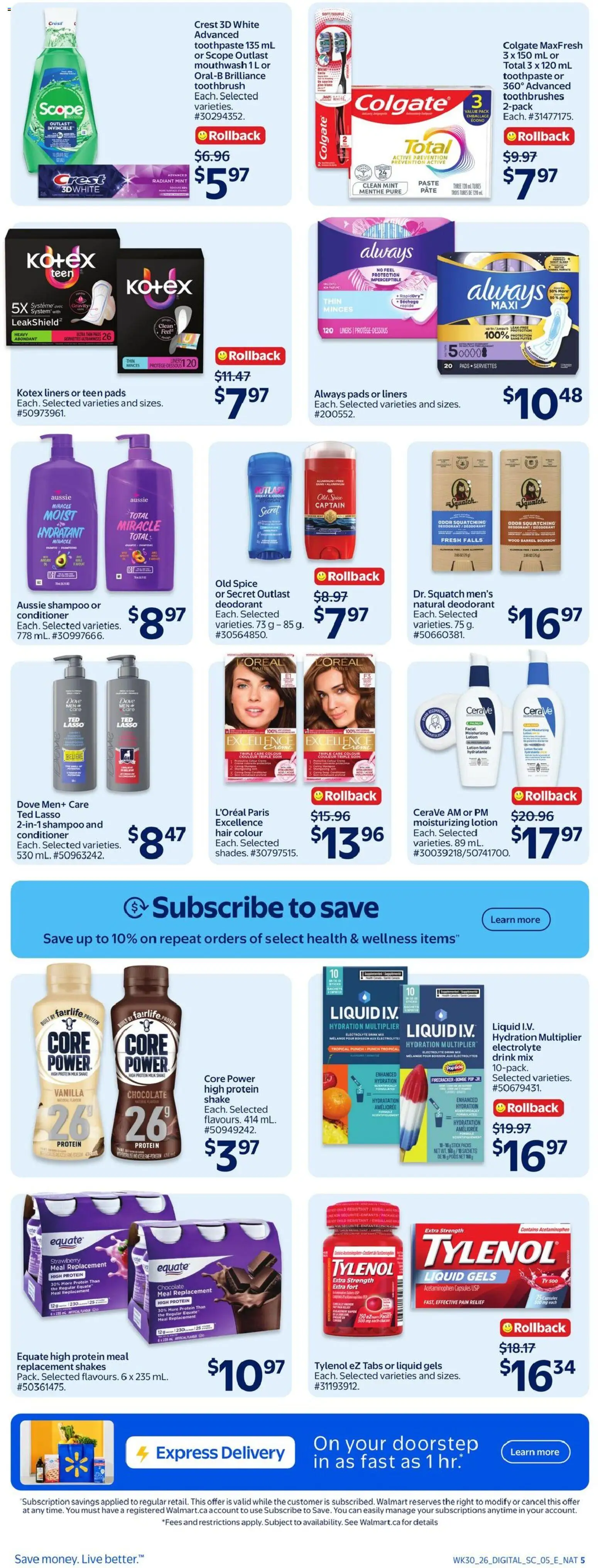Walmart flyer valid from Aug 20, 2026 | Page: 8 | Products: Pâté, Deodorant, Mouthwash, Capsules